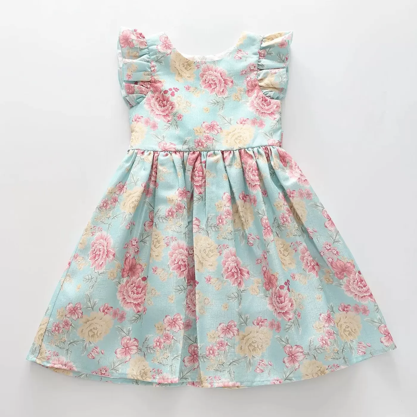 Ollies Place Antique Rose Print Blue Dress< Dresses