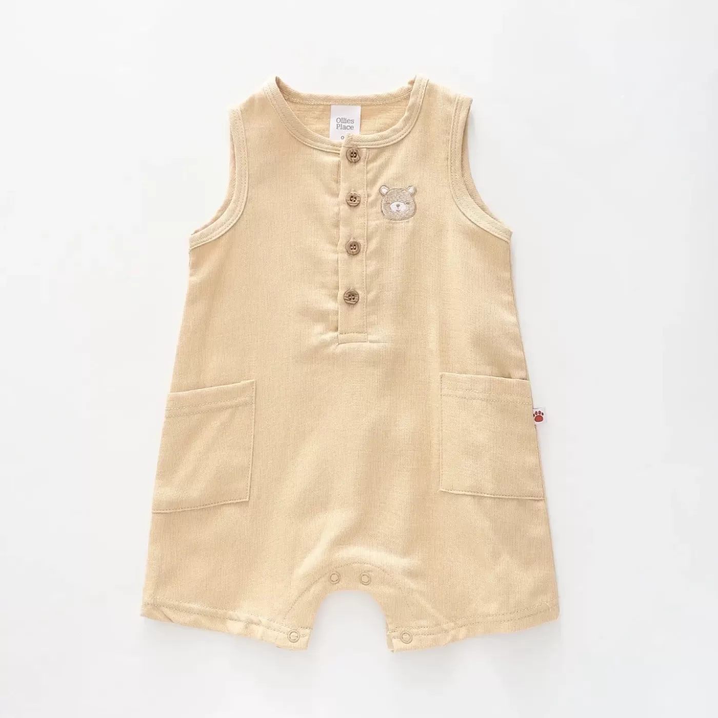 Ollies Place Baby Boys, Beige Sleeveless Romper<BOY Rompers