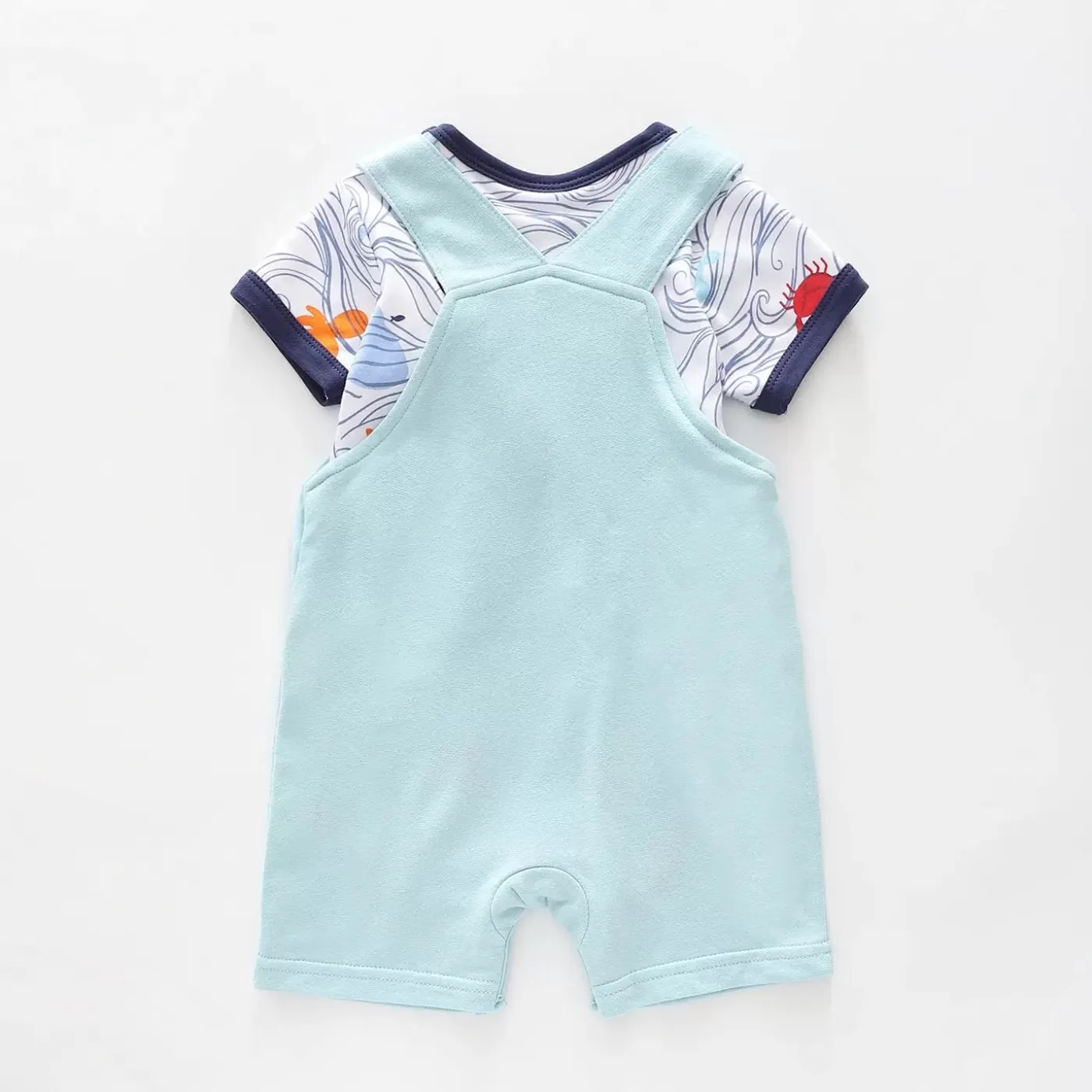 Ollies Place Baby Boys Blue Whale Short Overalls Set<BOY Overalls & Sets