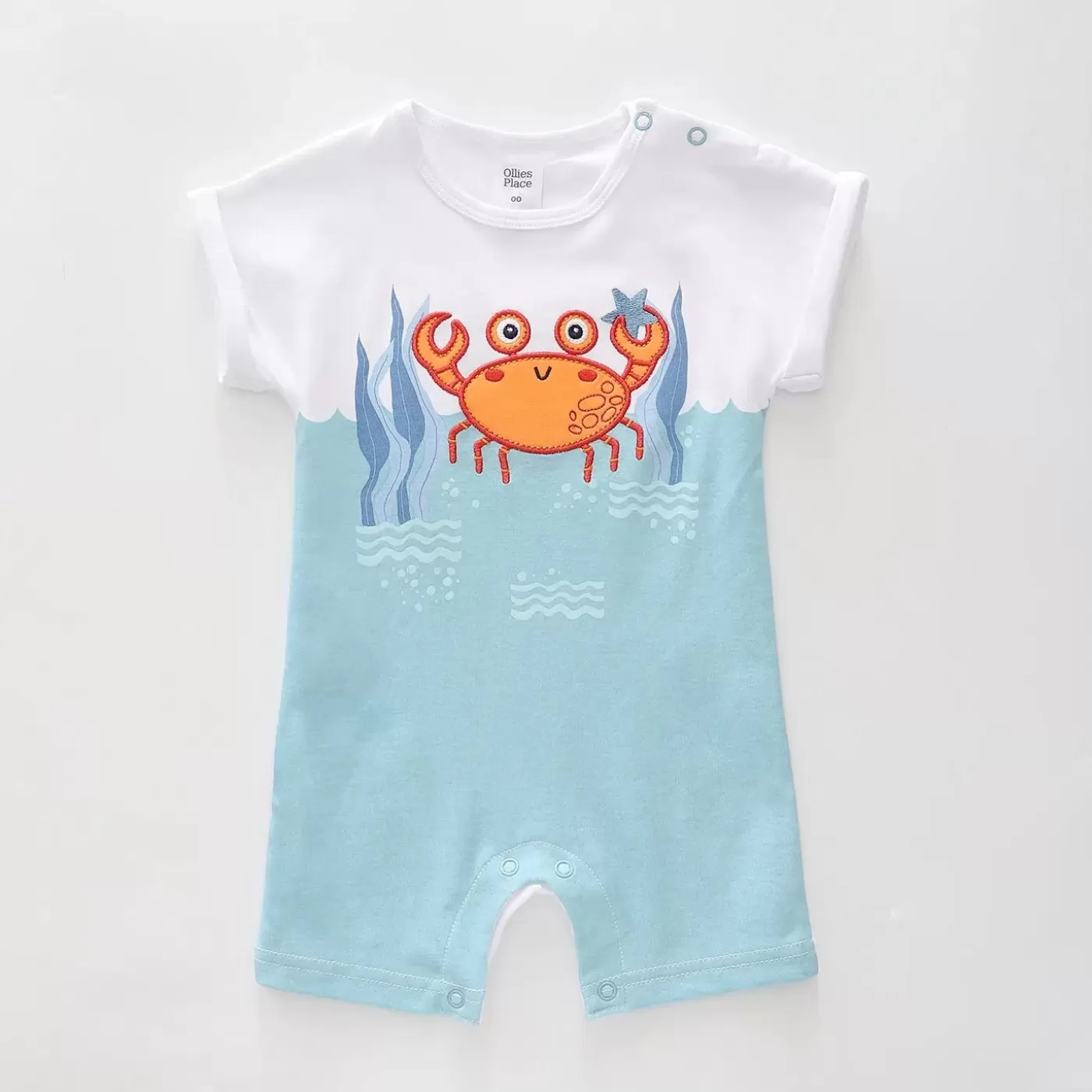 Ollies Place Baby Boys Crabby Critter Short Romper<BOY Rompers