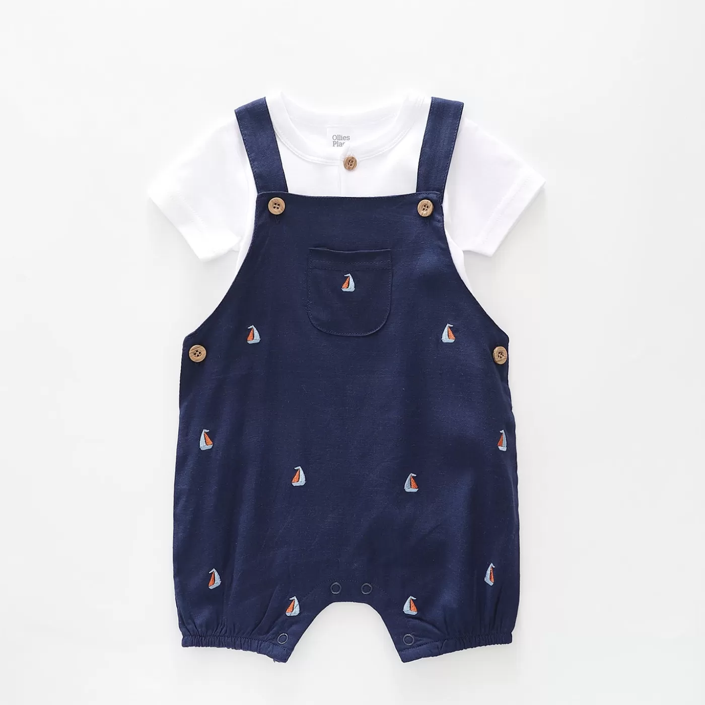 Ollies Place Baby Boys Nicely Nautical Overalls Set<BOY Overalls & Sets