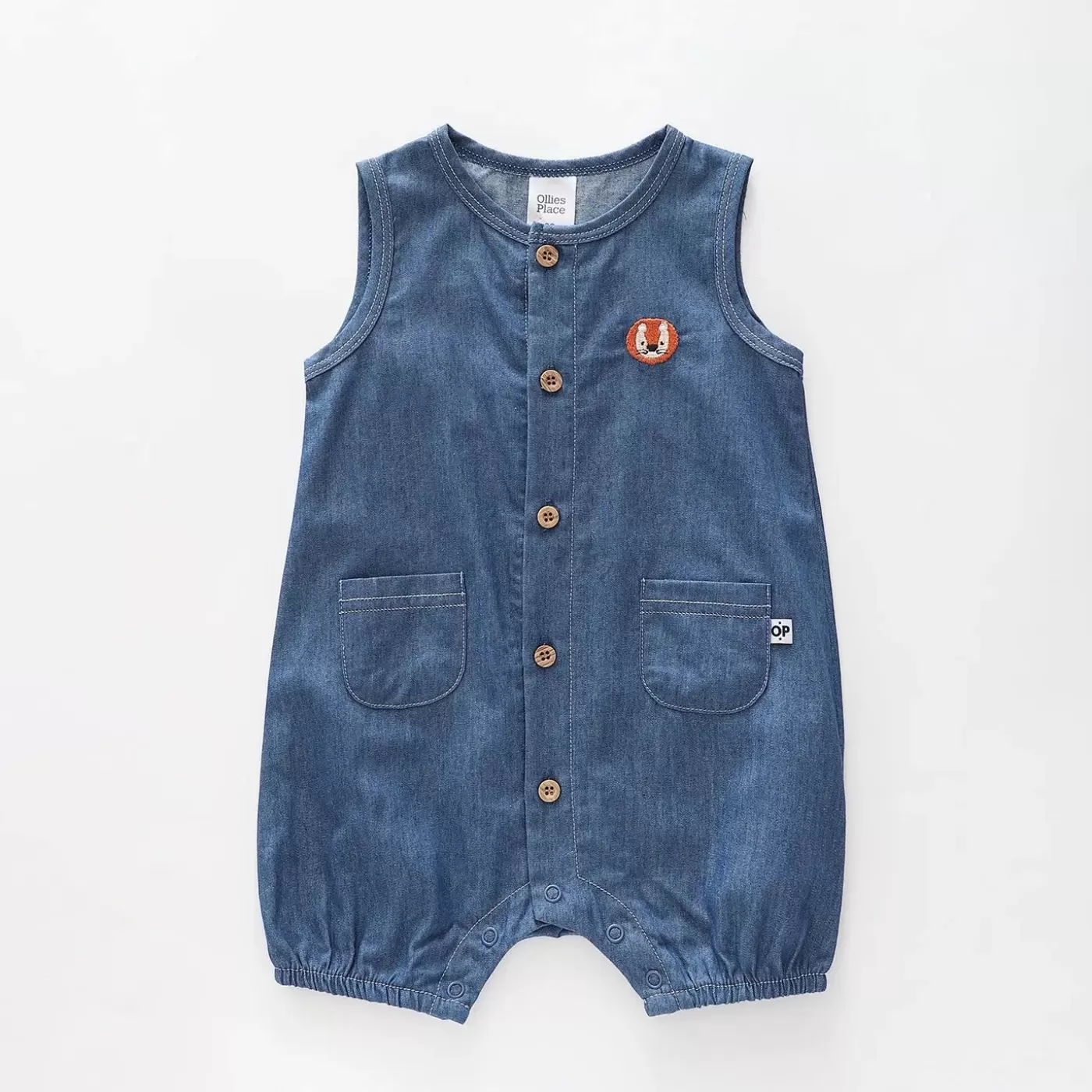 Ollies Place Baby Boys Sleeveless Chambray Romper<BOY Overalls & Sets