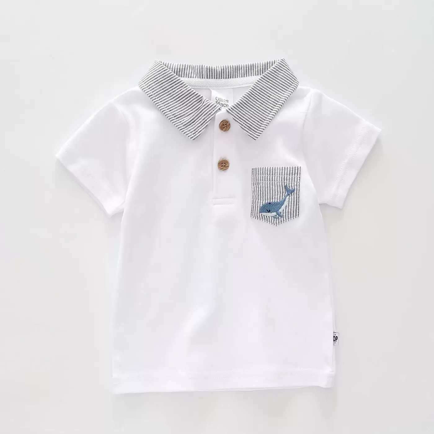 Ollies Place Baby Boys, Whale Stripe Polo Shirt<BOY Tops & T-Shirts