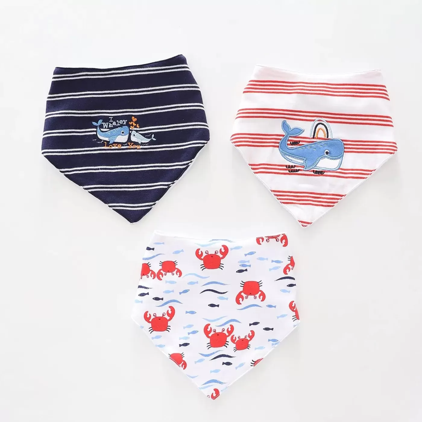 Ollies Place Baby Boys, Whaley Cute 3pc Bandana Bib Set<BOY Accessories