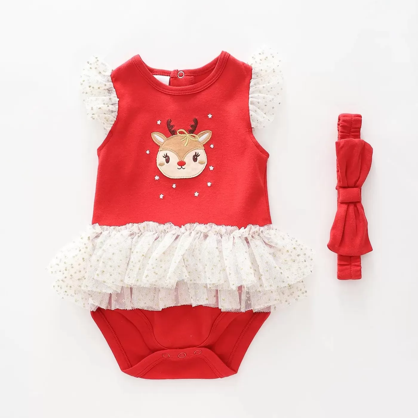 Ollies Place Baby Girls Christmas Bodysuit Set< Dresses