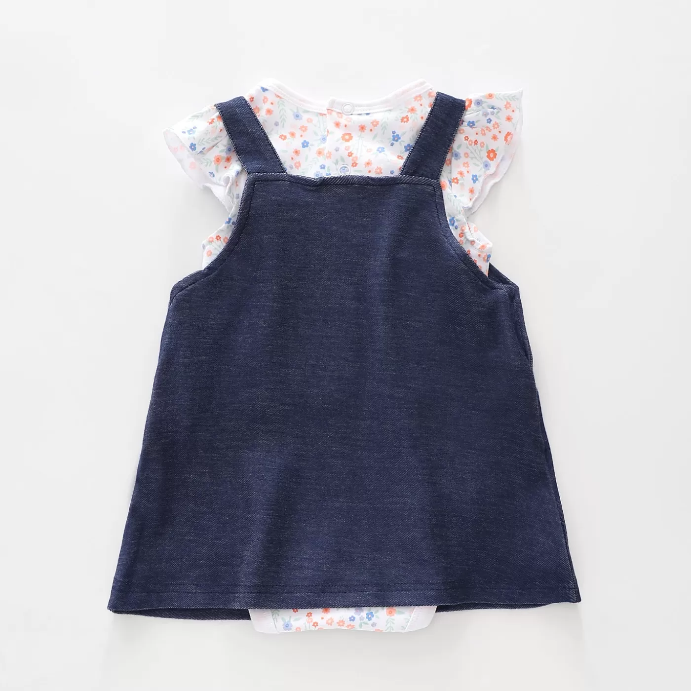 Ollies Place Baby Girls, Denim Look Pinafore Set< Dresses