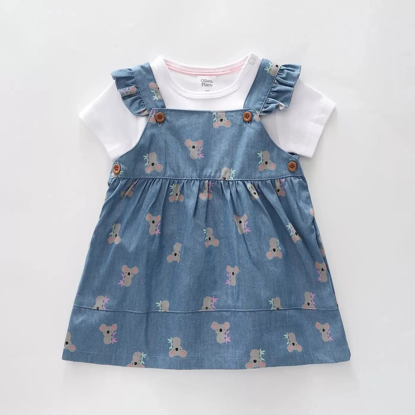 Ollies Place Baby Girls Koala Pinafore Set< Dresses