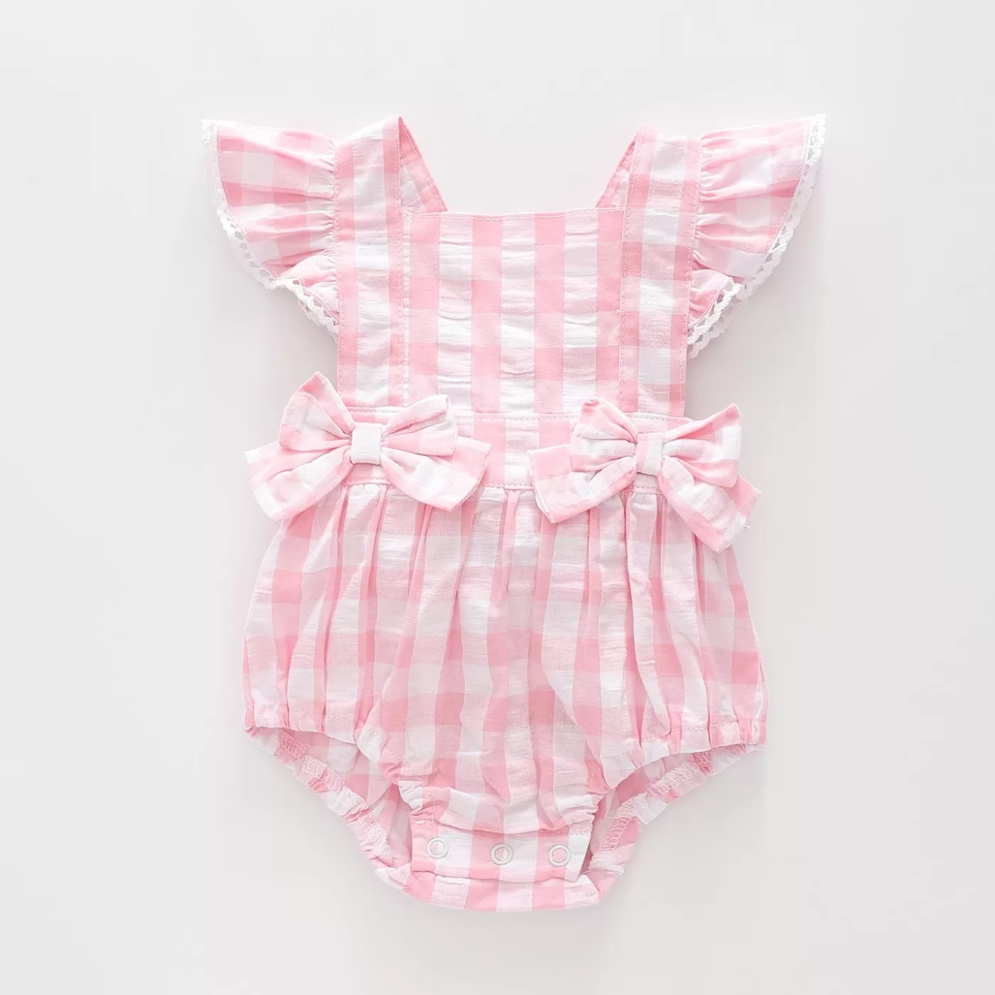 Ollies Place Baby Girls Pretty Pink Gingham Sunsuit< Overalls & Sets