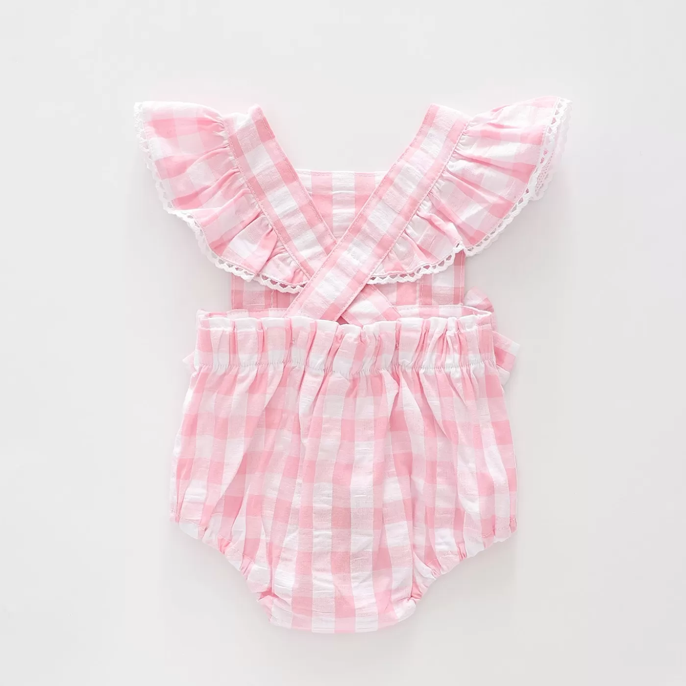 Ollies Place Baby Girls Pretty Pink Gingham Sunsuit< Overalls & Sets