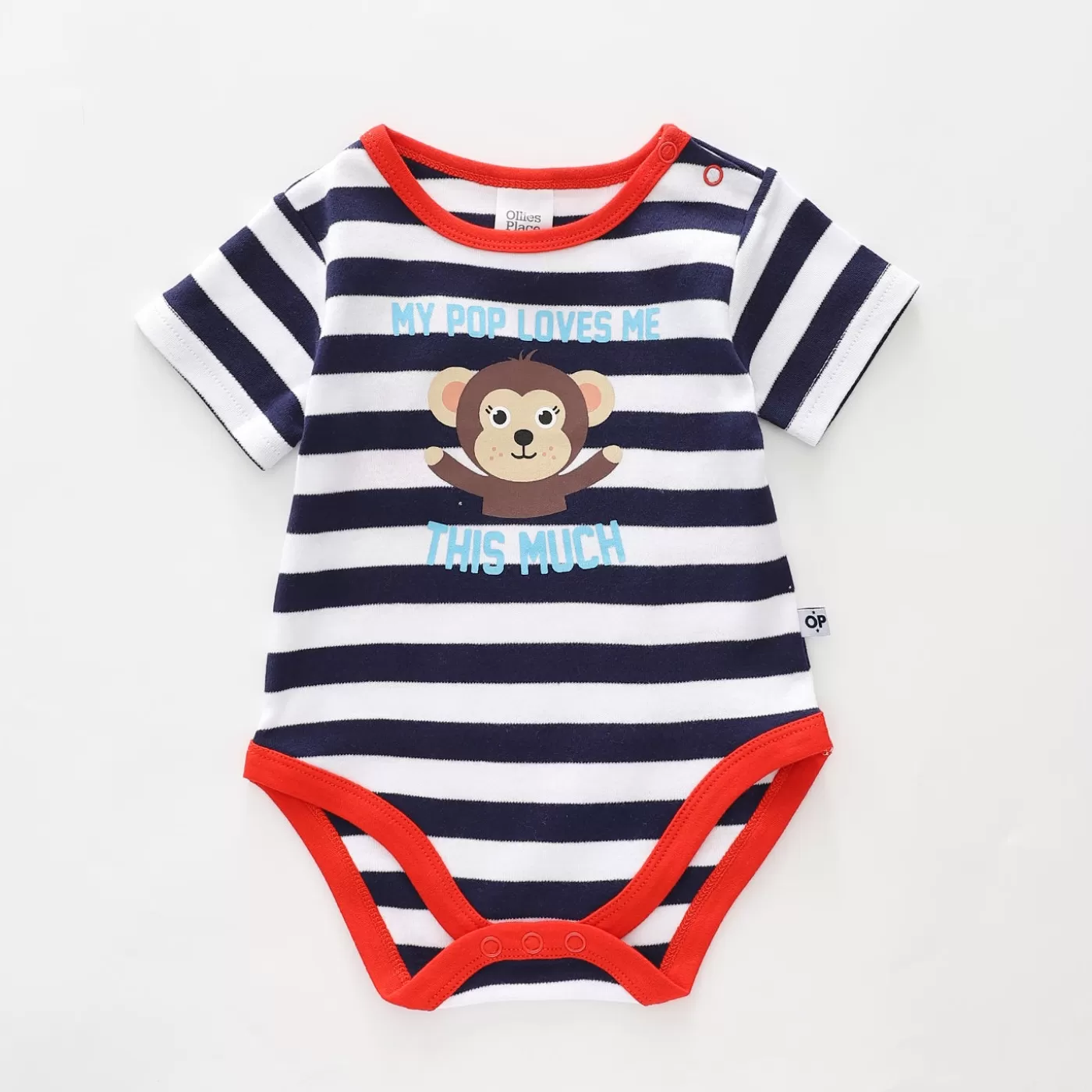 Ollies Place Baby Slogan Bodysuit, Pop Loves Me<BOY Bodysuits