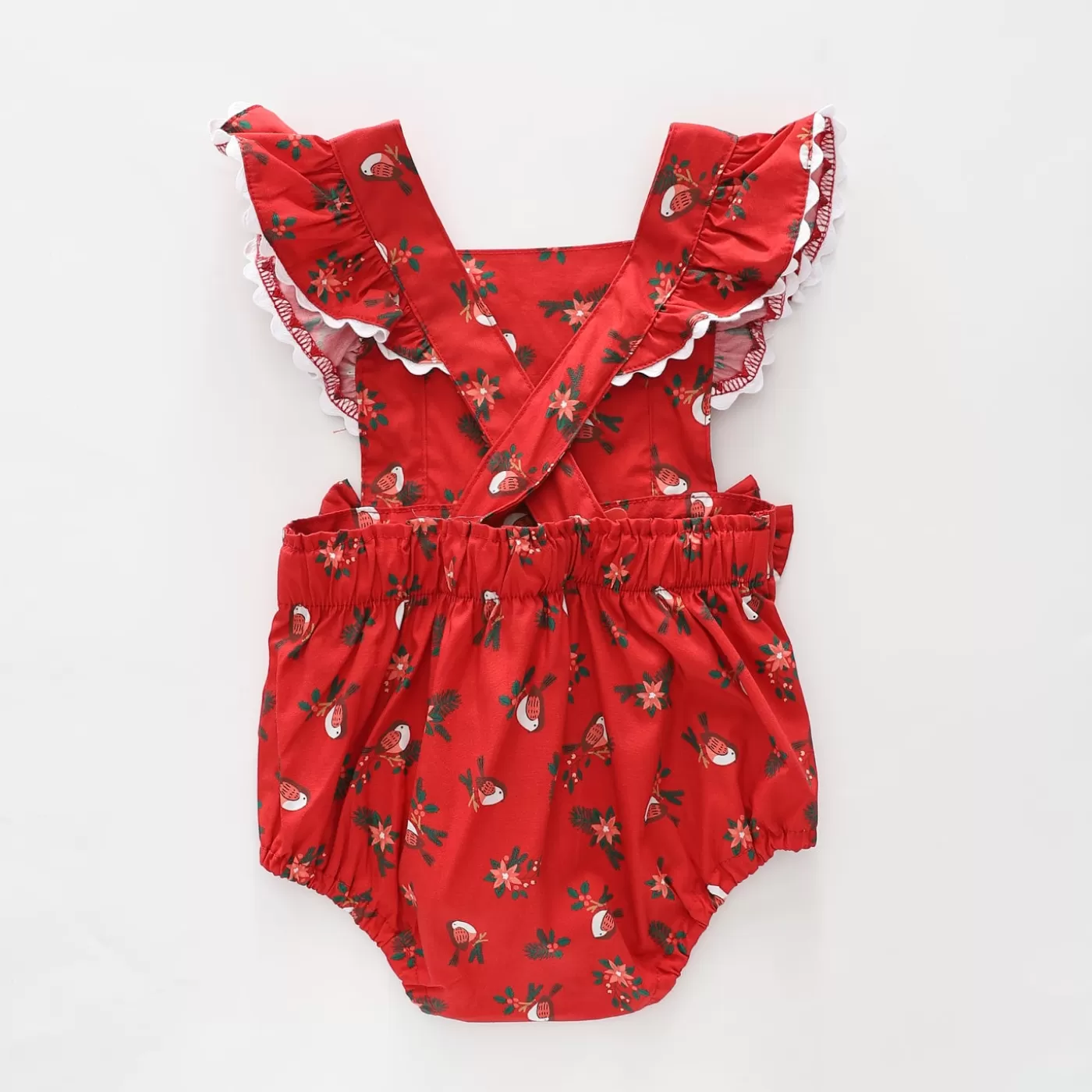 Ollies Place Bird & Holly Christmas Sunsuit< Overalls & Sets