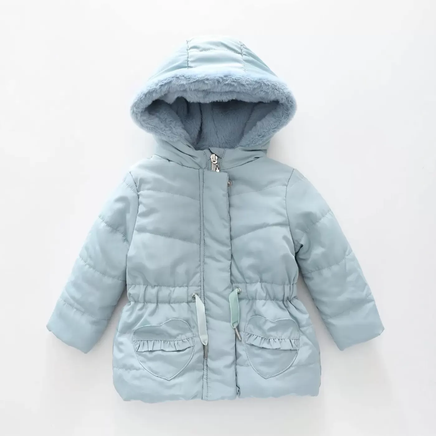 Ollies Place Blue Hearts, Infant Girls Hooded Coat< Jackets & Outerwear