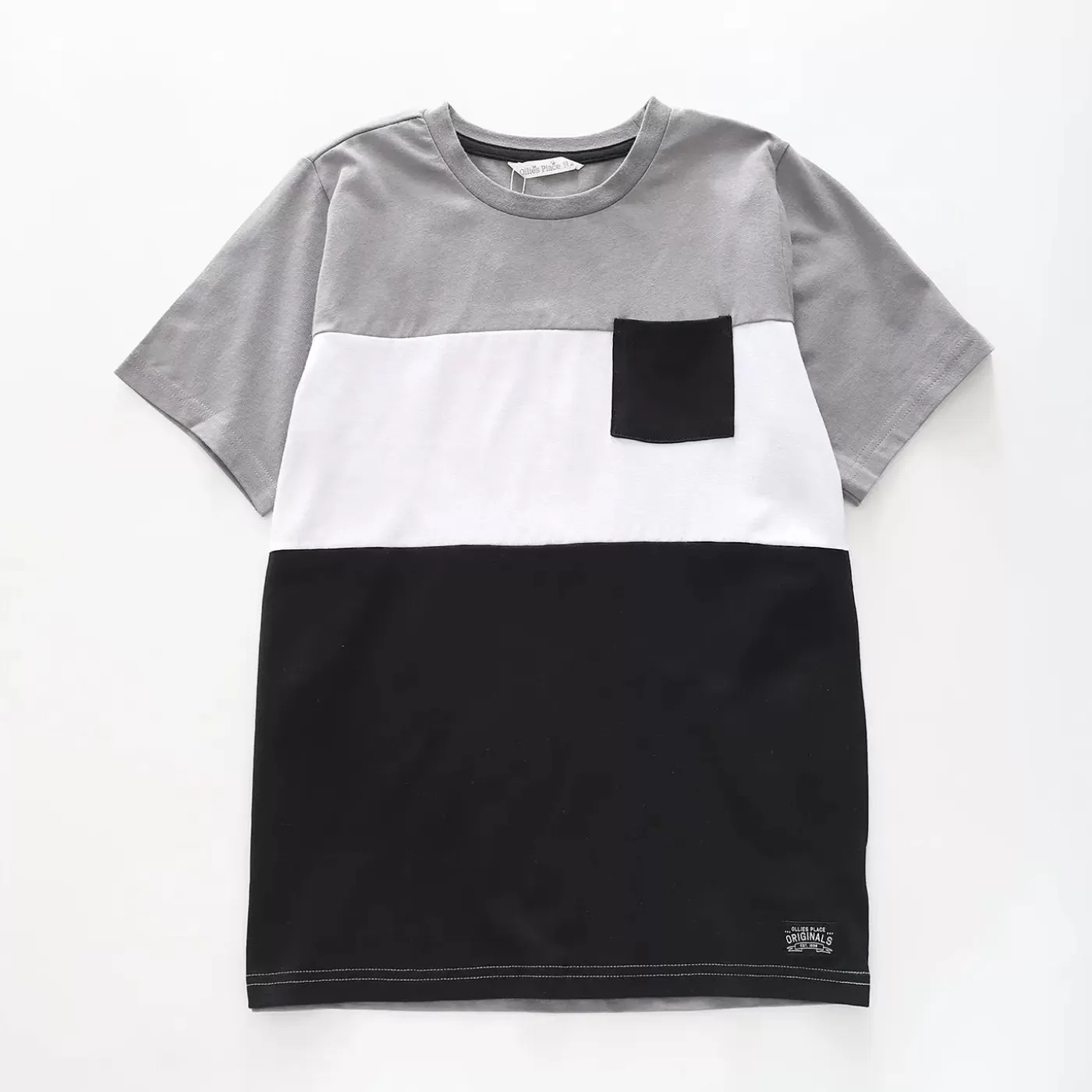 Ollies Place Boy's Grey, White And Black Large Stripe T-Shirt<BOY T-Shirts, Tops & Polos | 1 Year