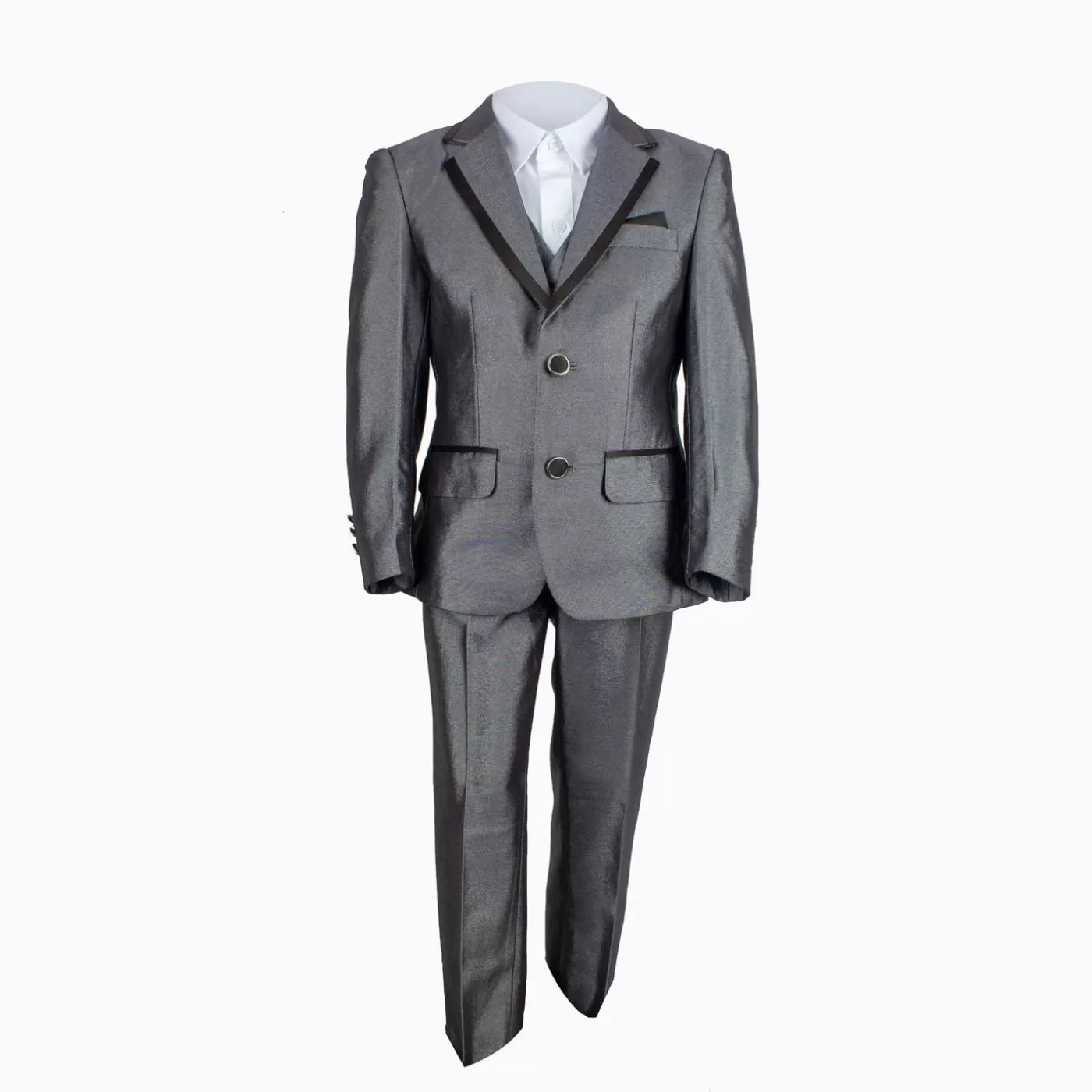 Ollies Place Boy's Luxurious Textured Four Piece Grey Suit 9M-7Y<BOY Occasion Wear | Suits