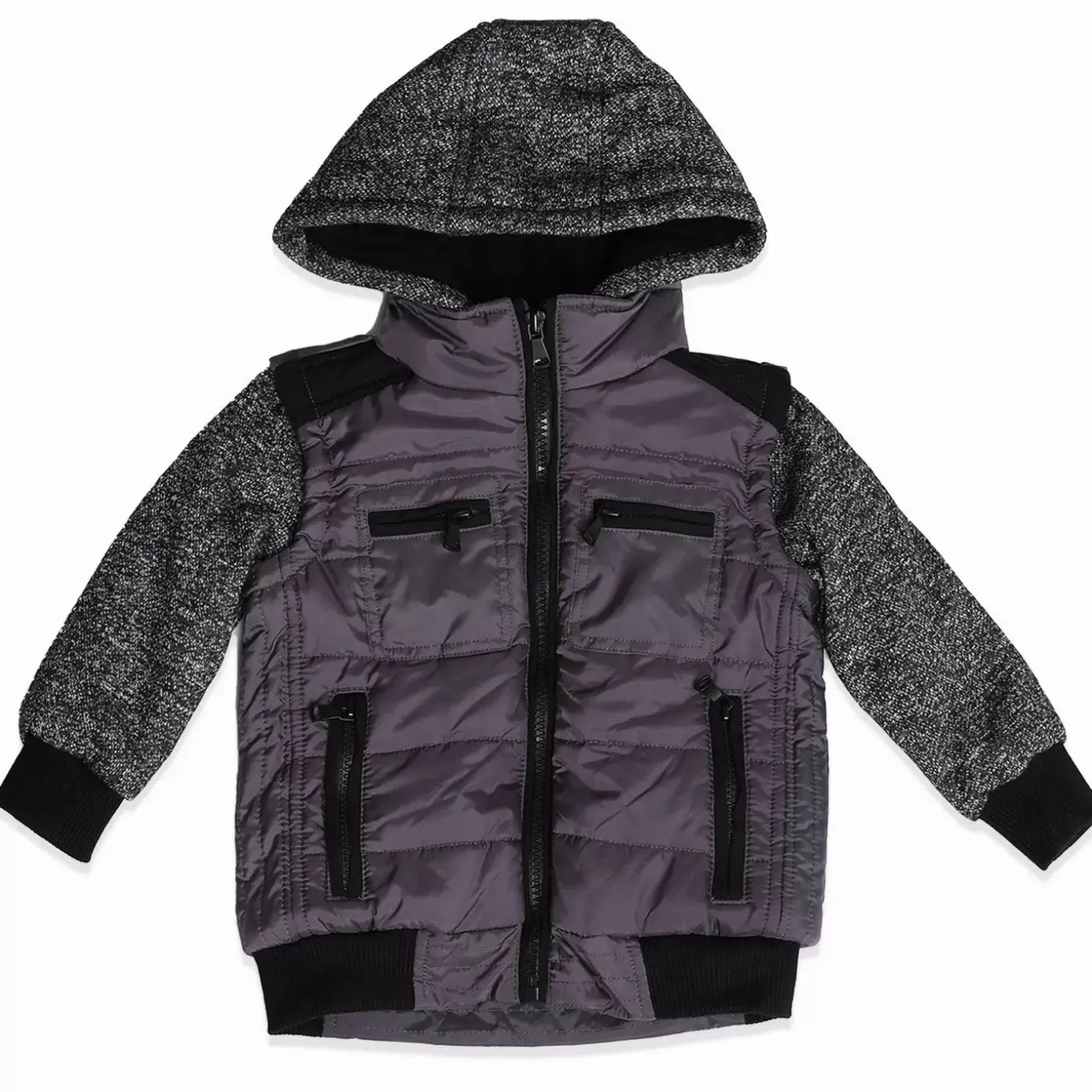 Ollies Place Camo Kid Charcoal Hooded Puffer Jacket - Toddler Boy<BOY Jackets & Outerwear