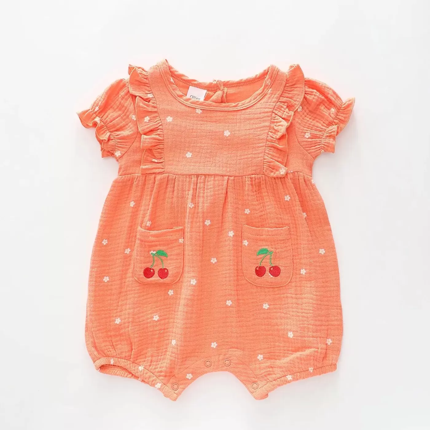 Ollies Place Coral Cheesecloth Onesie< Overalls & Sets