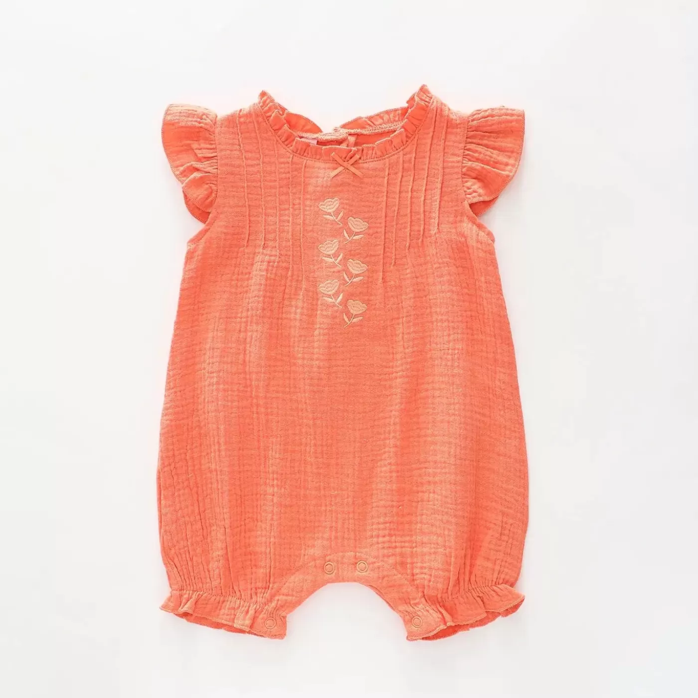 Ollies Place Coral Cheesecloth Romper< Overalls & Sets