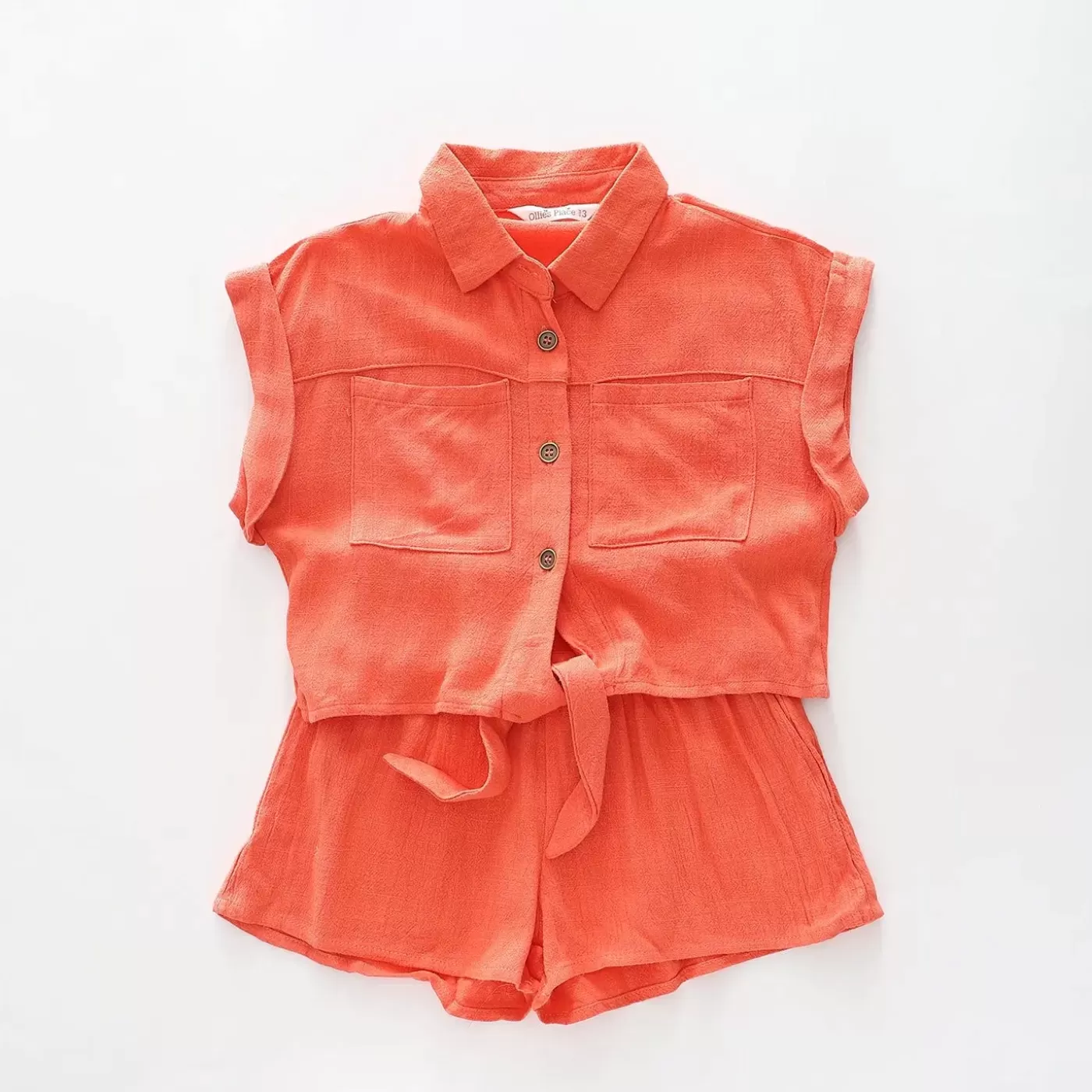 Ollies Place Coral Top and Shorts Set< Jackets & Outerwear