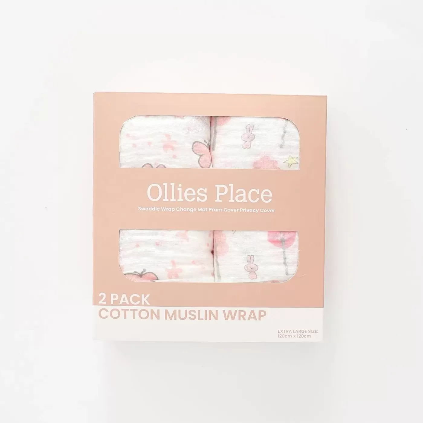 Ollies Place Cotton Muslin Wraps, Pink 2 Pack< All Accessories | Wraps & Blankets