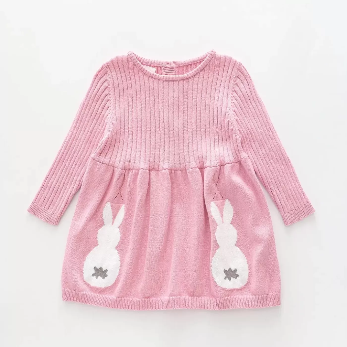 Ollies Place Cotton-tail, Baby Girl Pink Knit Dress< Dresses