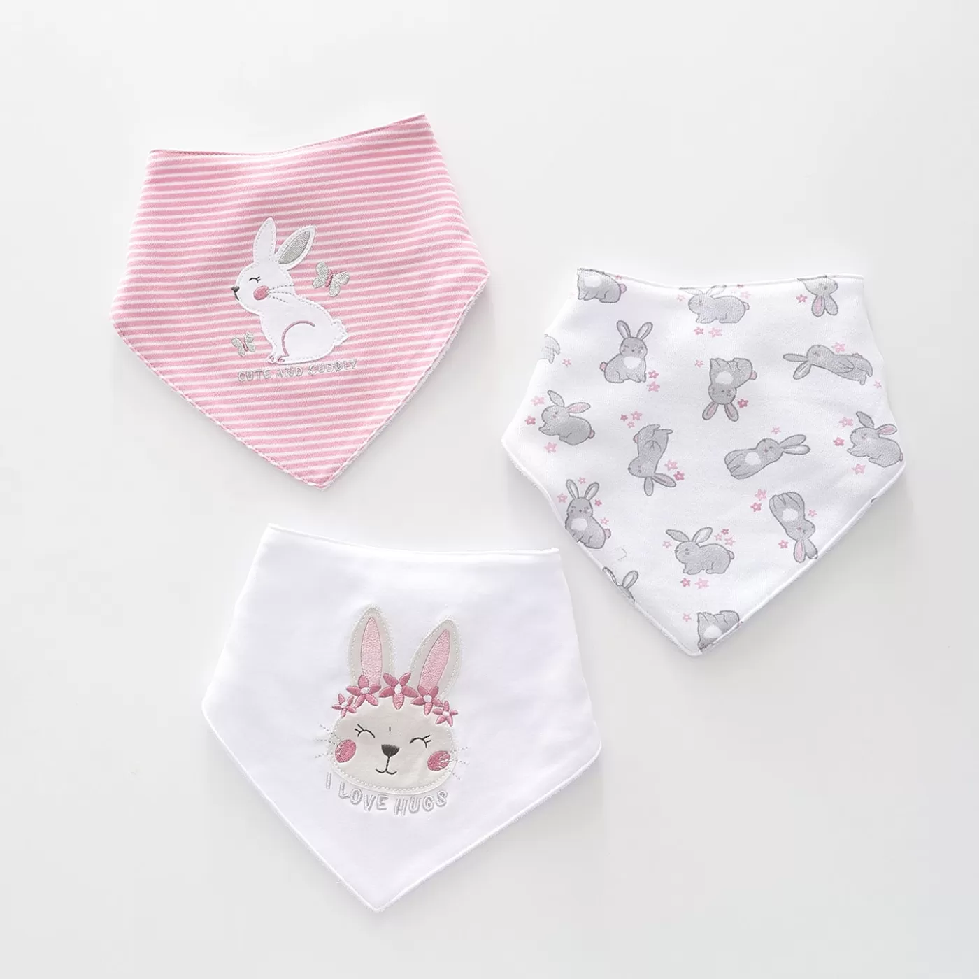 Ollies Place Cotton-Tail Cutie, Baby Girl Bib Set< All Accessories