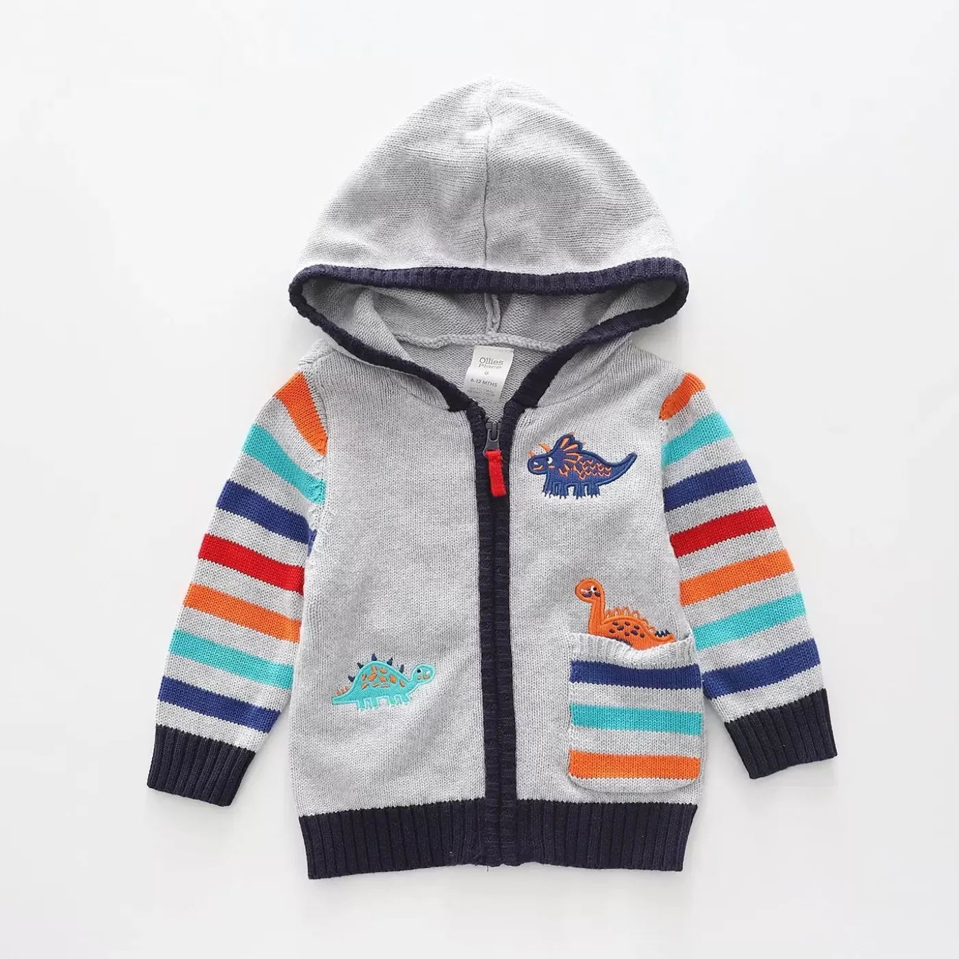 Ollies Place Dino Brights, Infant Boys Zip Hoodie<BOY Cardigans & Knitwear | Cardigans & Knitwear