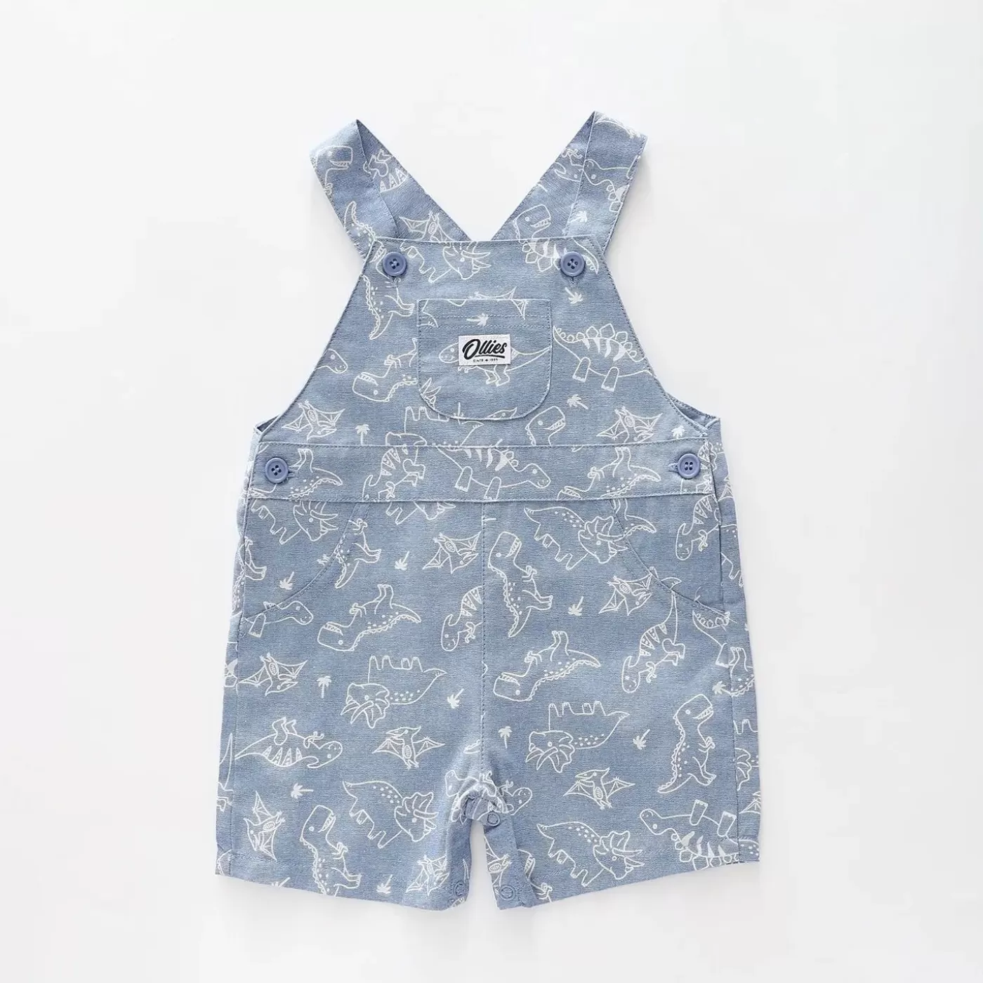 Ollies Place Dino Chambray Short Overalls<BOY Overalls & Sets