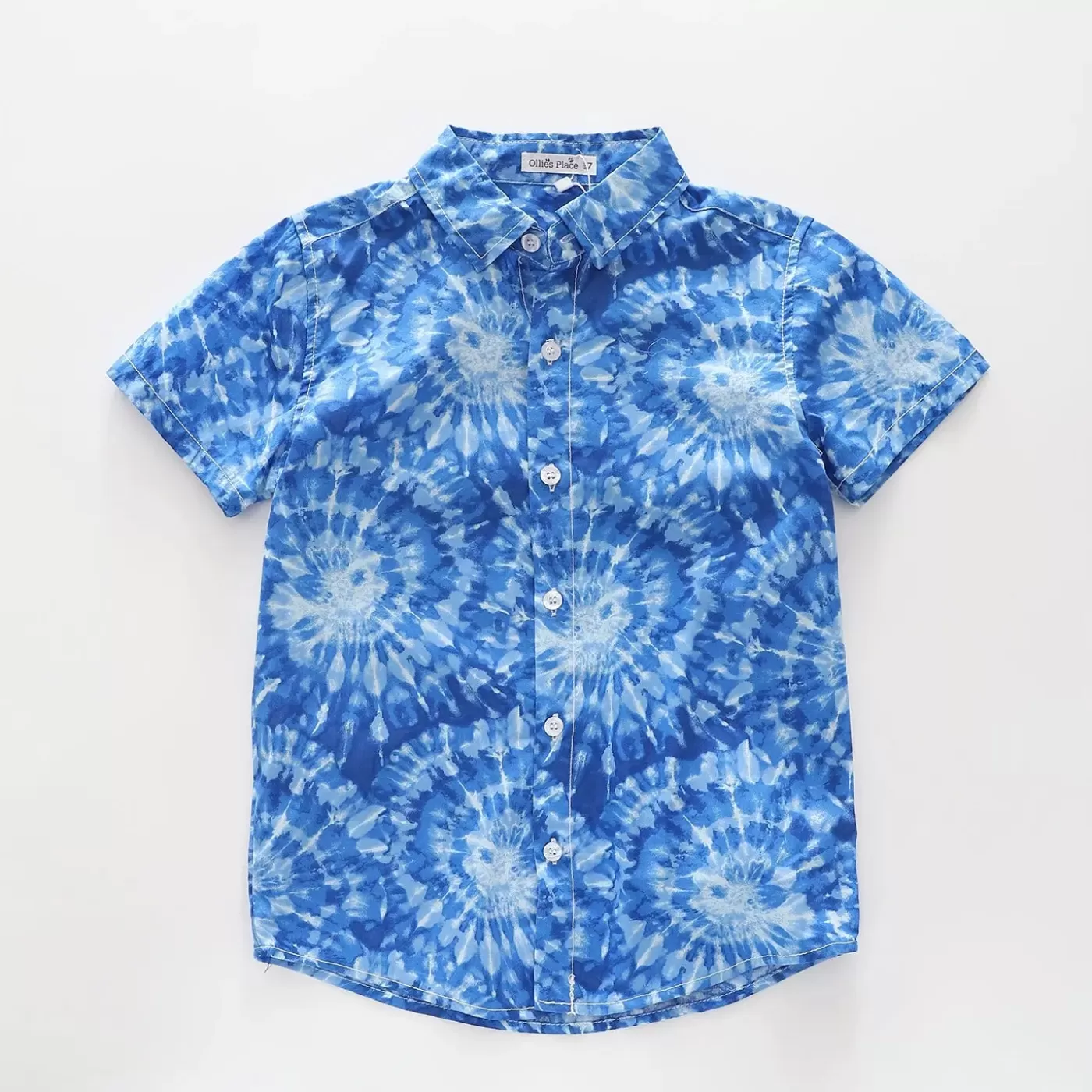 Ollies Place Fresh Blue Tie-Dye Collared Shirt<BOY Shirts