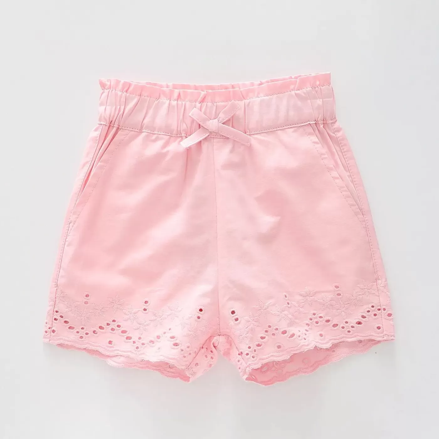 Ollies Place Girl's Baby Pink Shorts With Embroidered Lace Legs< Shorts & Skirts | 3-6M