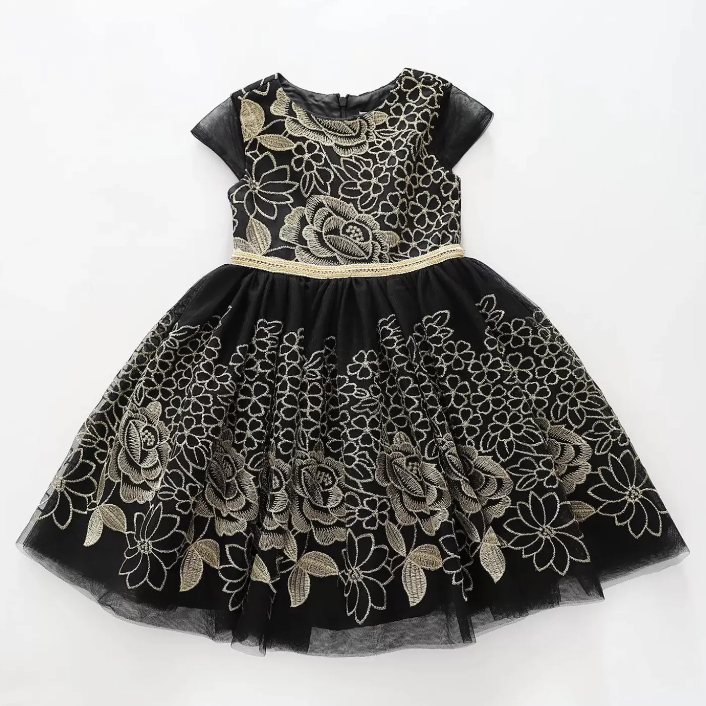 Ollies Place Girls Black and Gold Lace Formal Dress< Party & Formal | Party & Formal