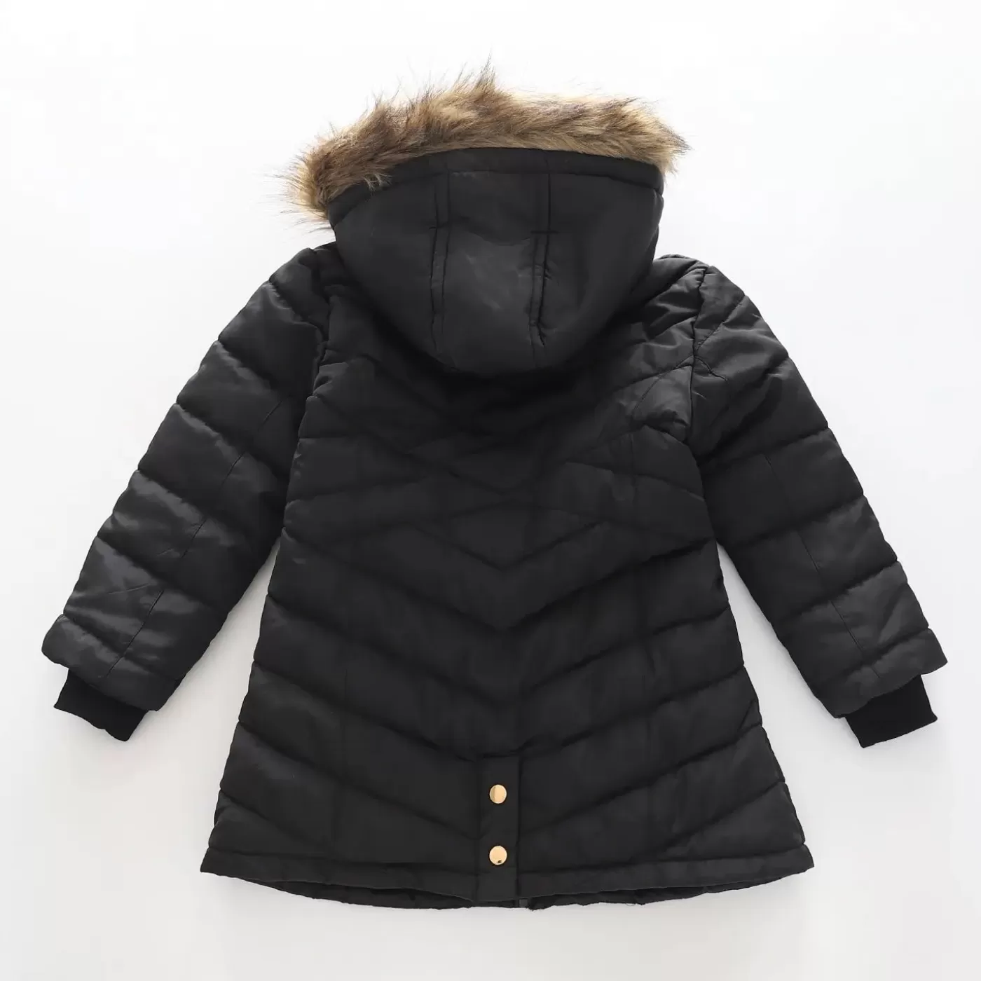 Ollies Place Girls' Black Long Line Puffer Coat< Jackets & Outerwear