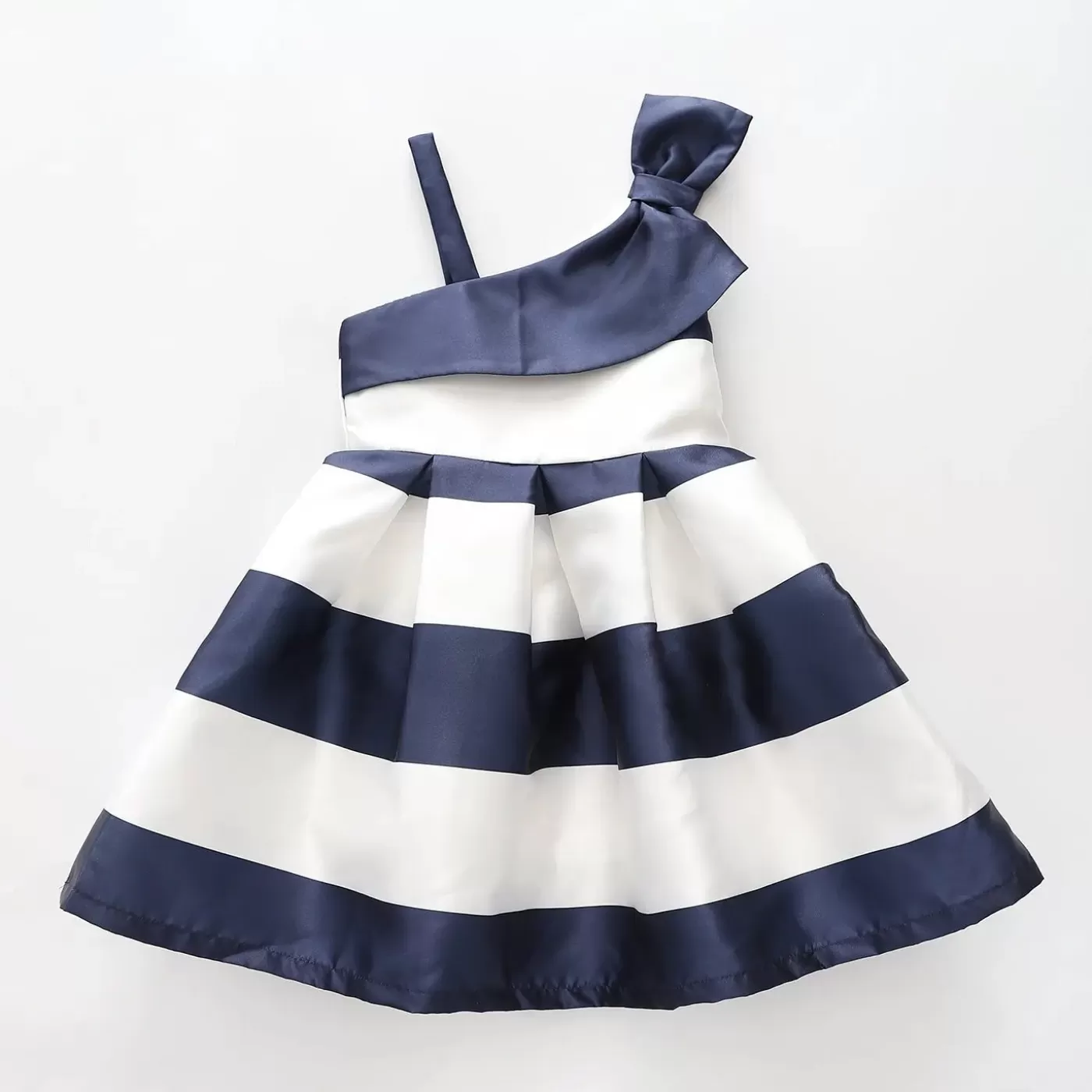 Ollies Place Girls Navy Blue and White Striped Party Dress< 9 Year