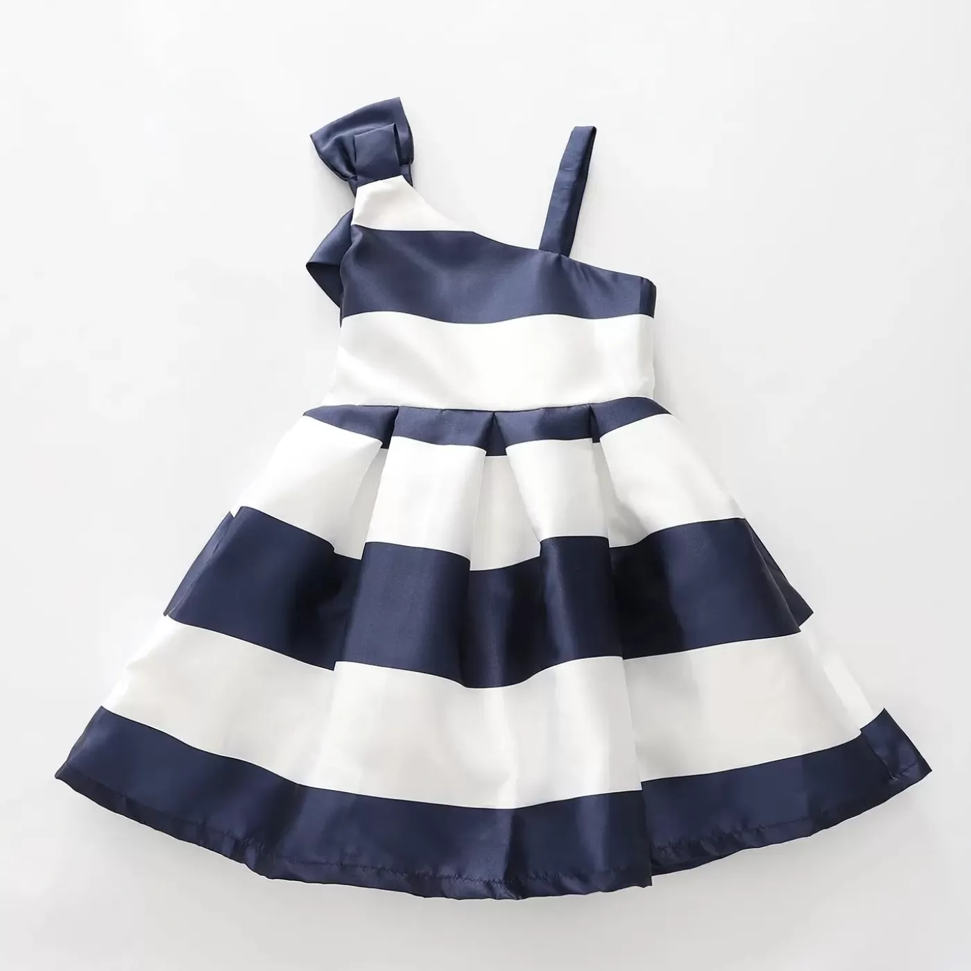 Ollies Place Girls Navy Blue and White Striped Party Dress< 9 Year