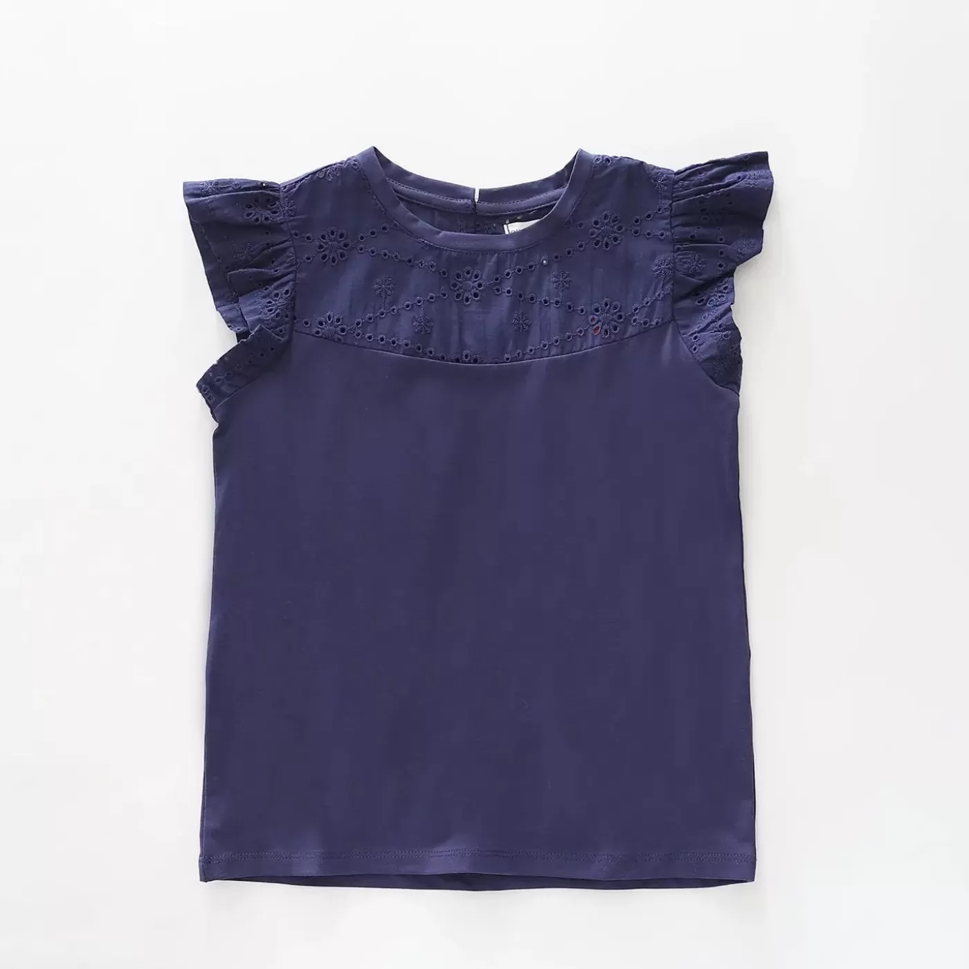 Ollies Place Girls Navy Blue Broderie Top< T-Shirts & Tops | 12 Year