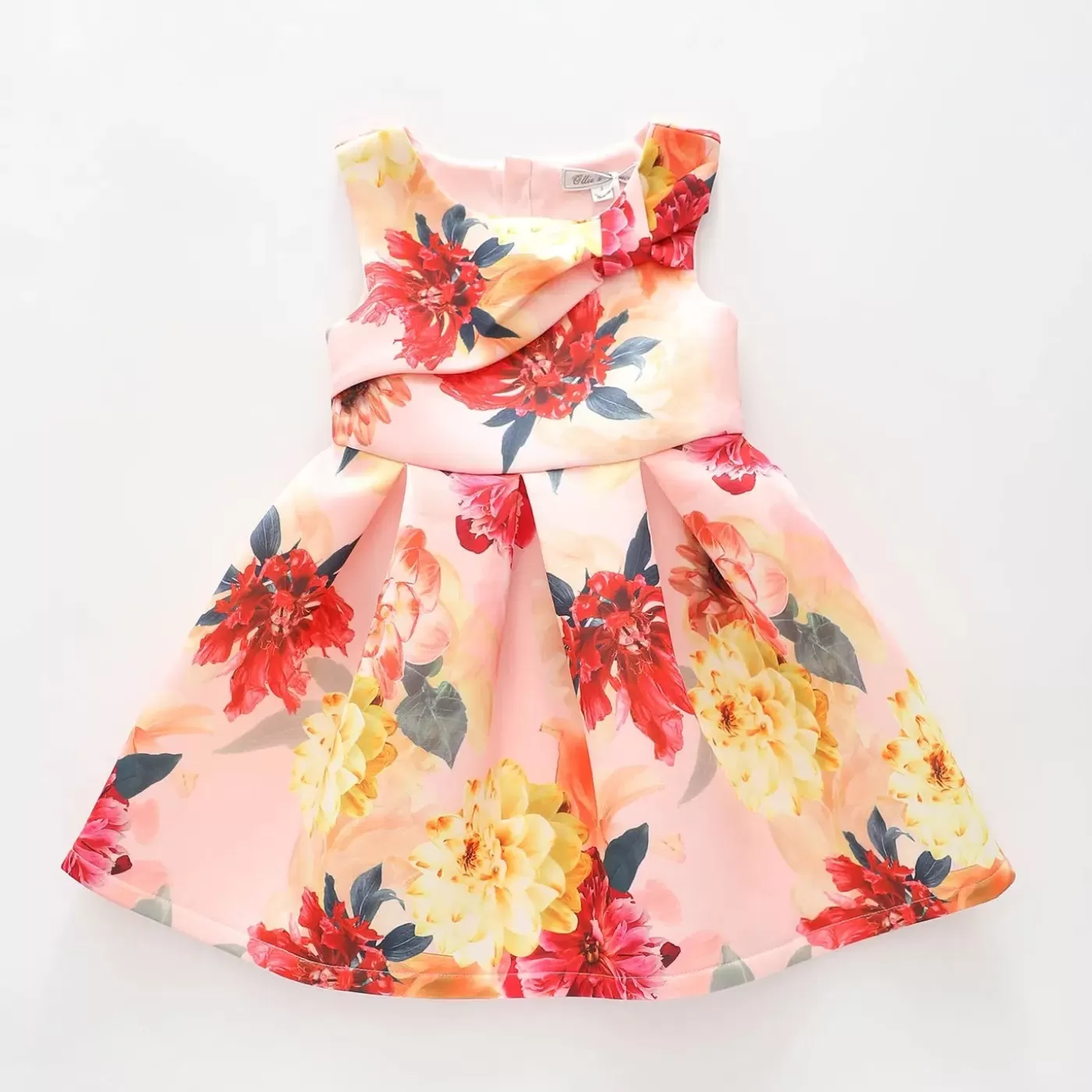 Ollies Place Girls Pink and Yellow Floral Party Dress< 9 Year