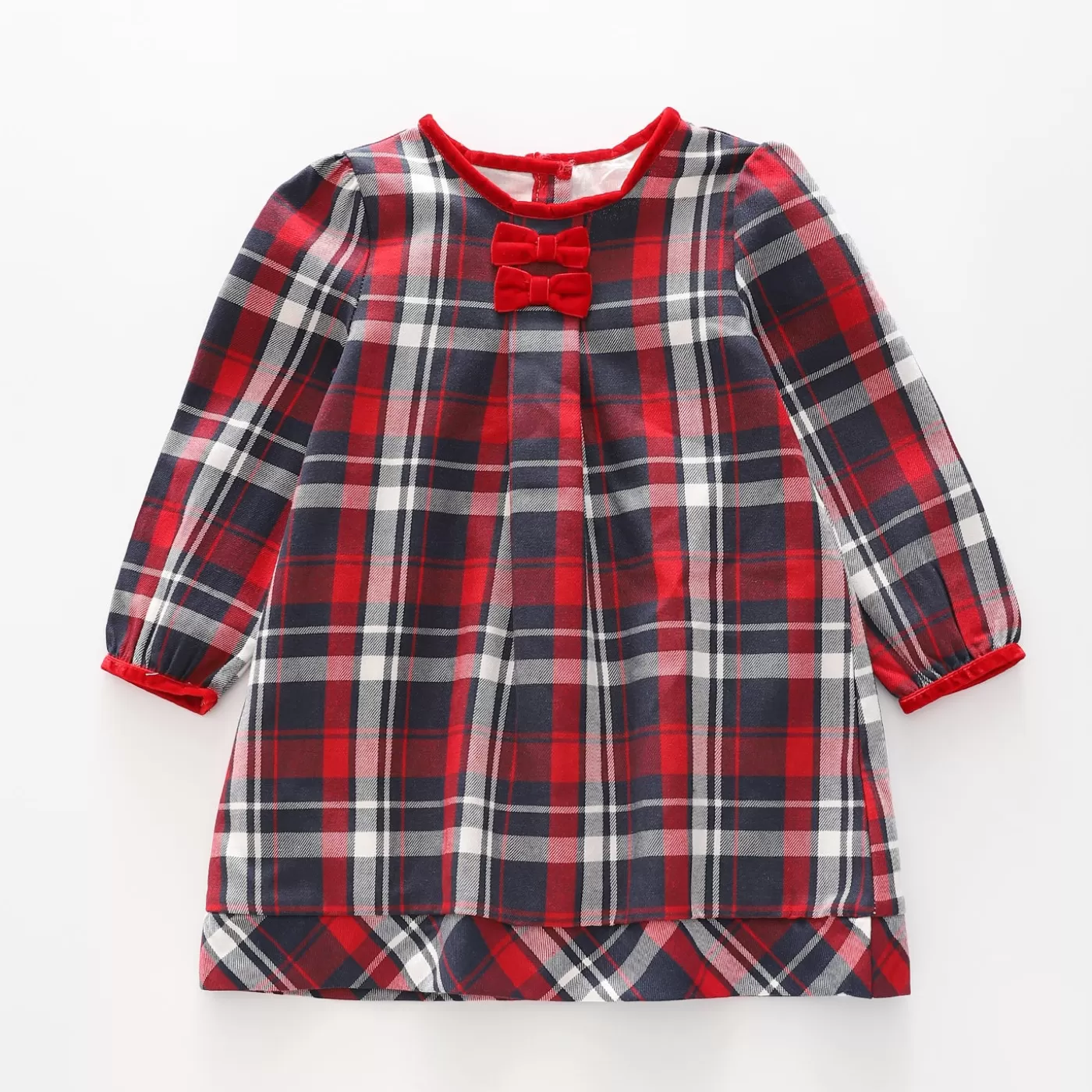 Ollies Place Girls Red Navy Tartan Check Dress< Dresses | 1 Year