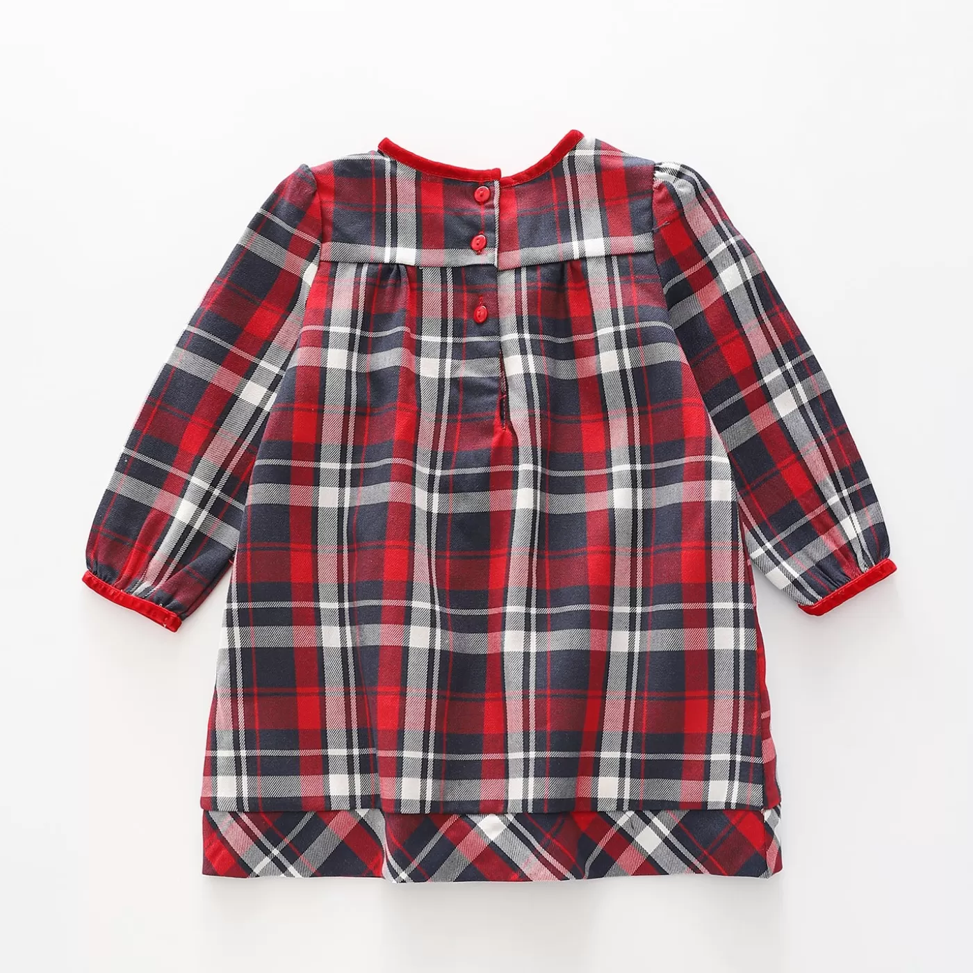 Ollies Place Girls Red Navy Tartan Check Dress< Dresses | 1 Year