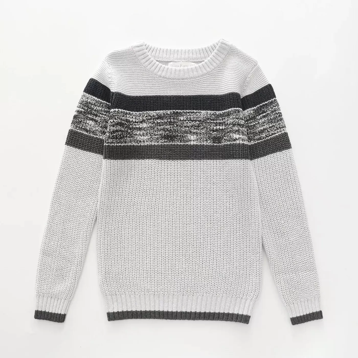 Ollies Place Grey and Black Waffle Knit, Older Boys Jumper<BOY Sweaters & Hoodies | Knitwear & Jumpers