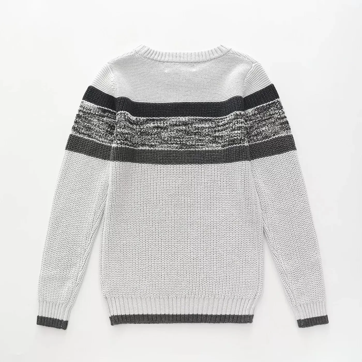 Ollies Place Grey and Black Waffle Knit, Older Boys Jumper<BOY Sweaters & Hoodies | Knitwear & Jumpers