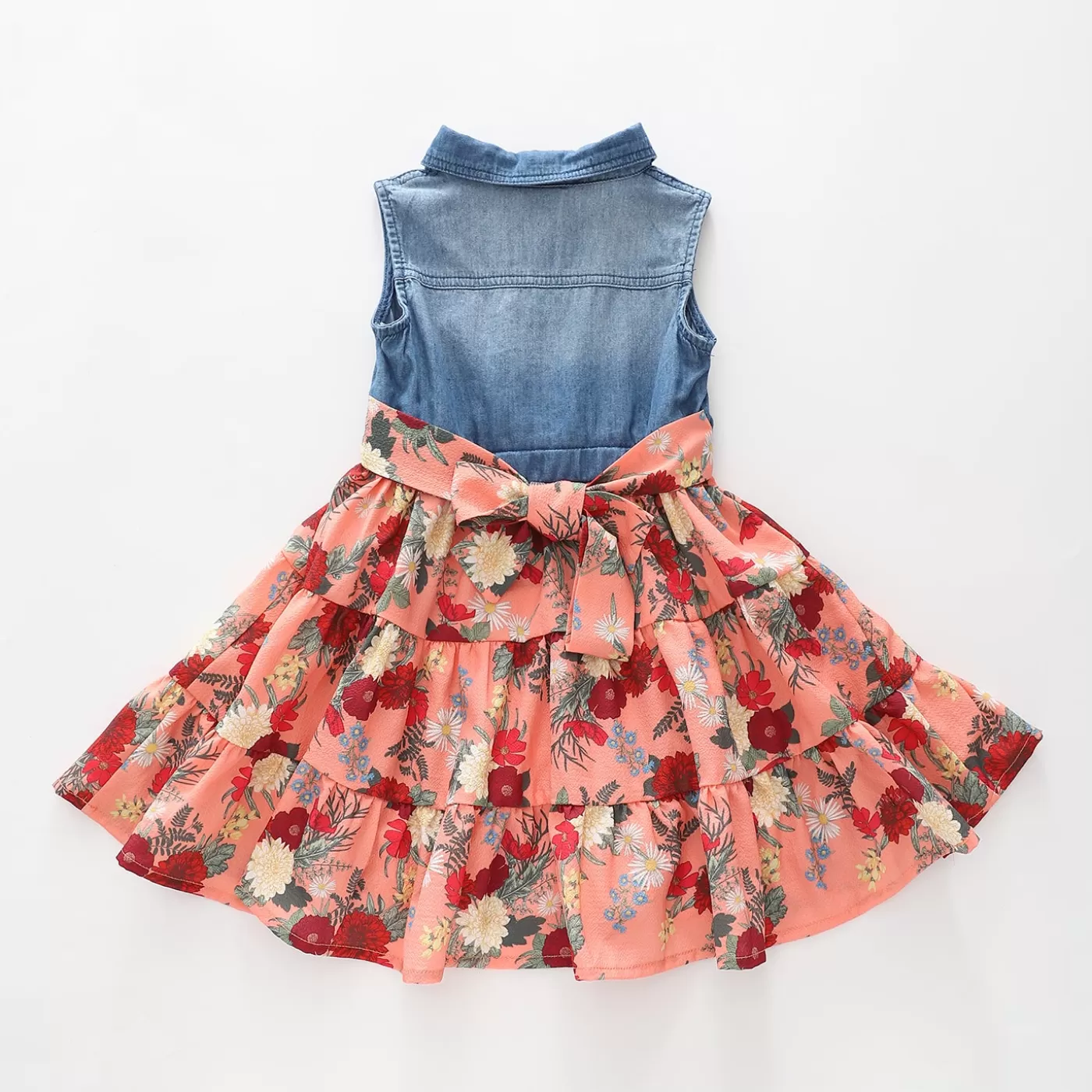 Ollies Place Junior Girls, Denim and Floral Dress< Dresses