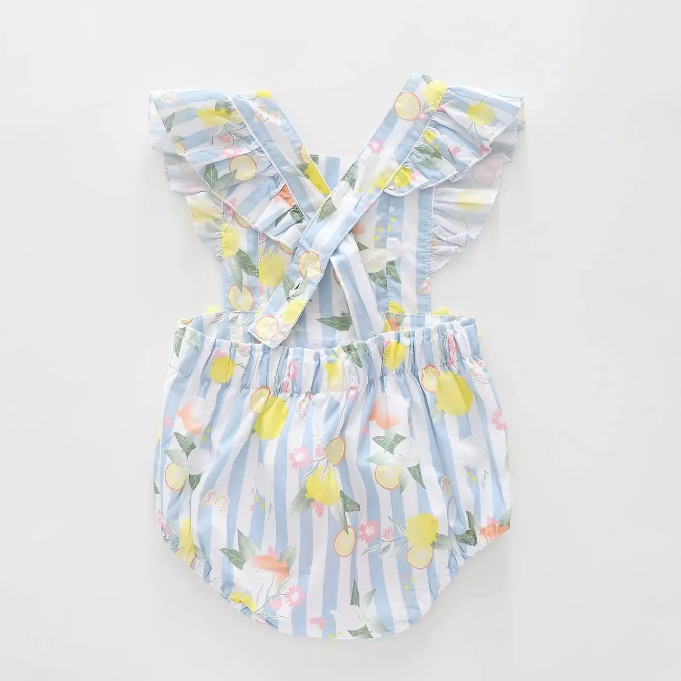 Ollies Place Lemonade Pastel Blue Striped Sunsuit< Overalls & Sets | 3-6M