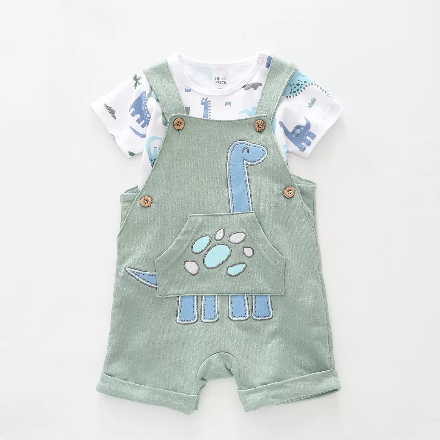 Ollies Place Little Dino Shortalls Set<BOY Overalls & Sets