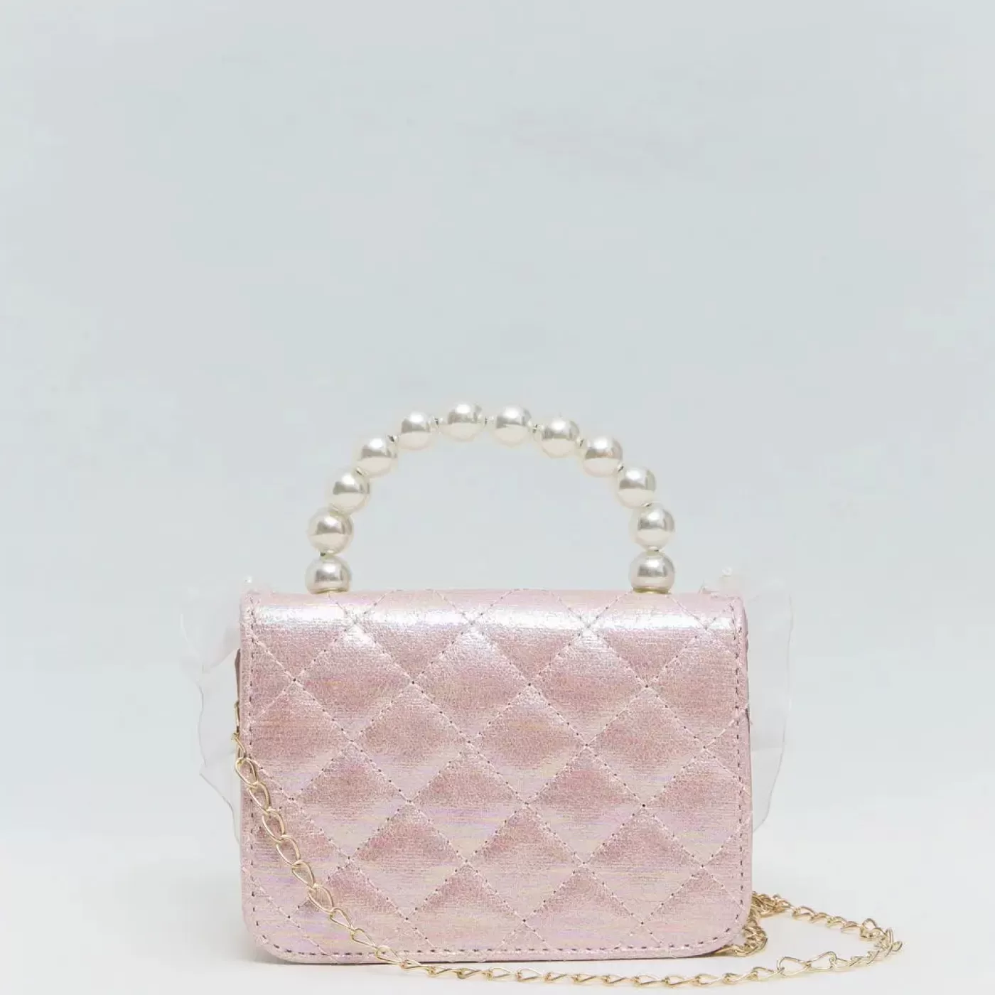 Ollies Place Mini Pink Faux Pearl Quilted Handbag< Accessories | Accessories