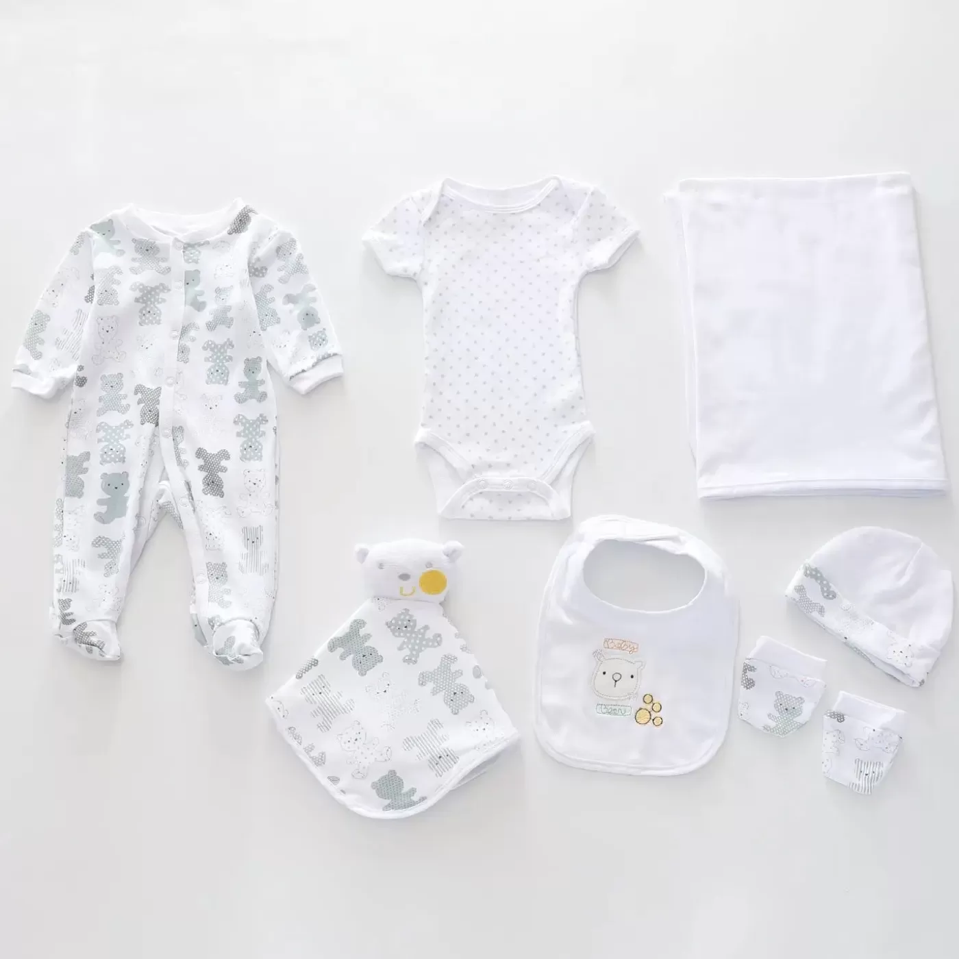 Ollies Place 7pc cotton interlock baby gift set Cute bear print<BOY Overalls & Sets | Overalls & Sets