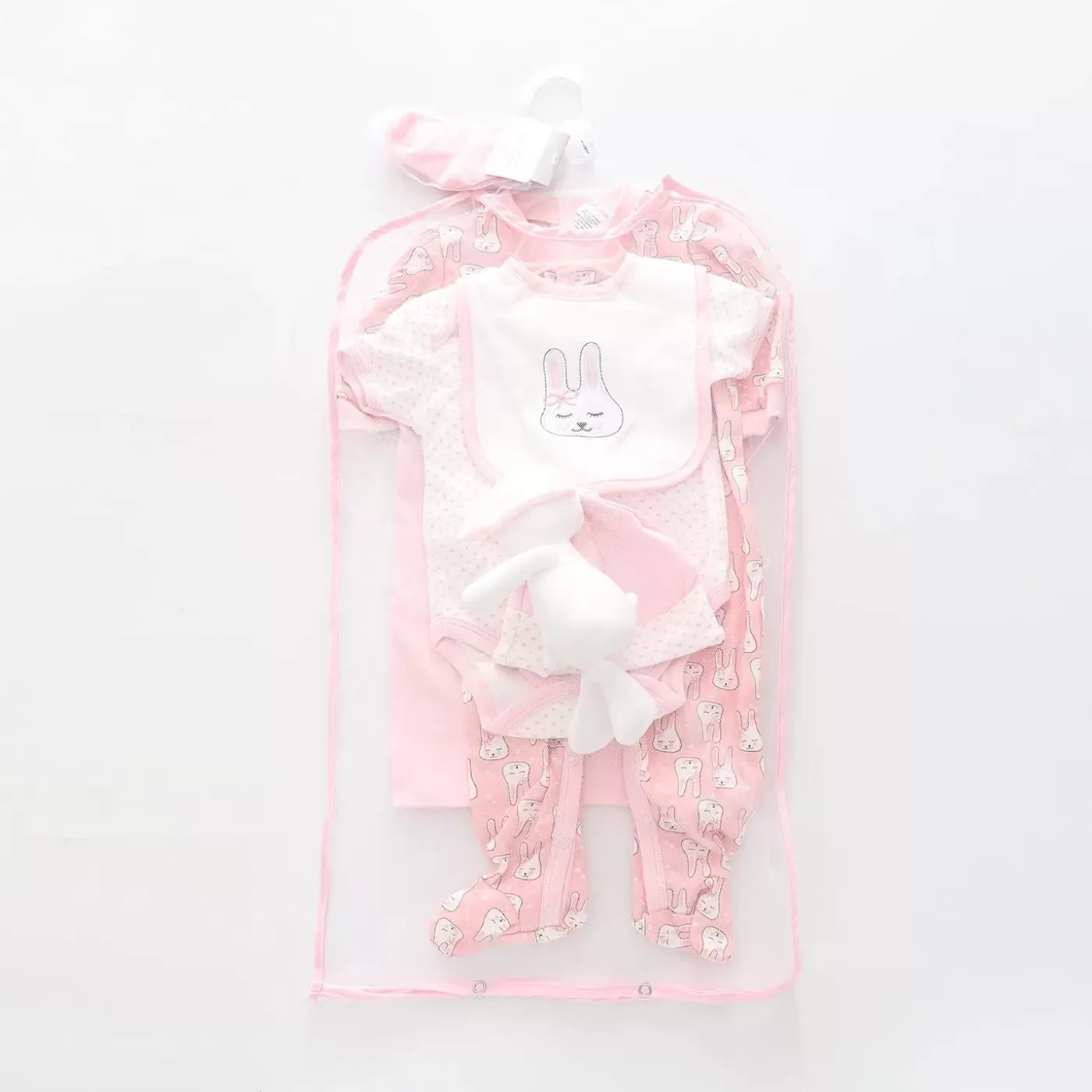 Ollies Place 7pc cotton interlock baby gift set Cute bunny print< Overalls & Sets | Prem