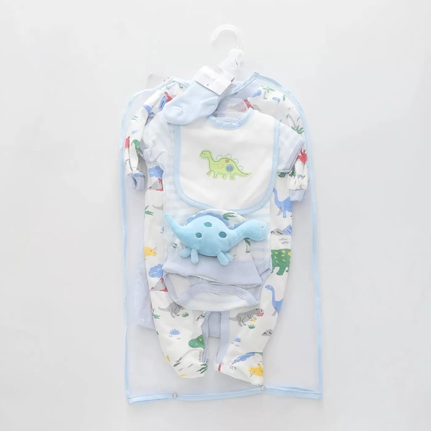 Ollies Place 7pc cotton interlock baby gift set Cute dino print<BOY Overalls & Sets | Prem