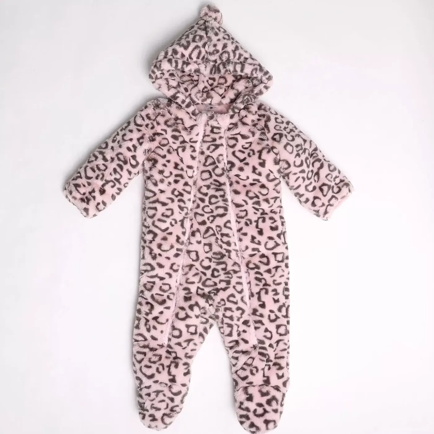 Ollies Place Pink Leopard Faux Fur Padded Suit< Jackets & Outerwear