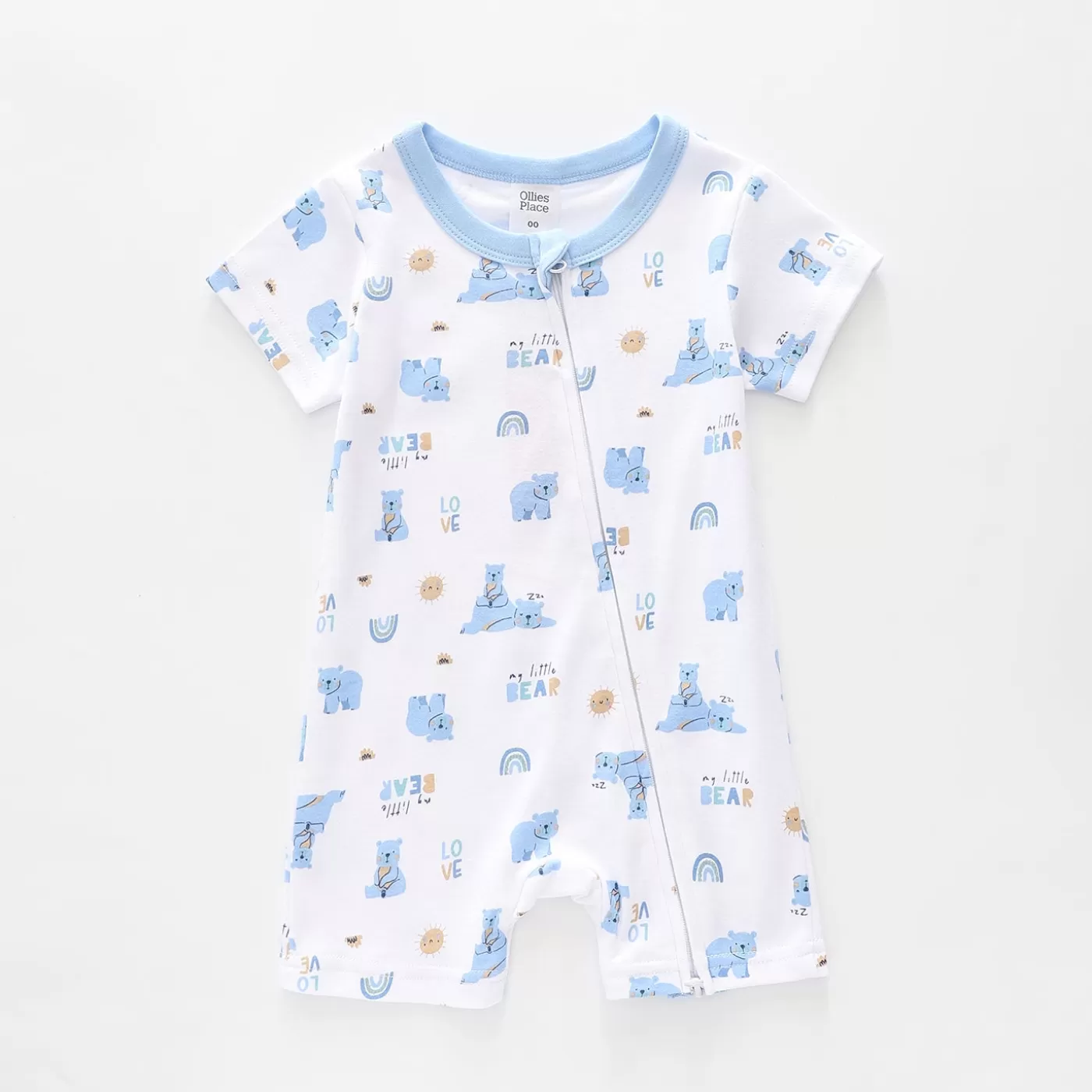 Ollies Place Premmie Baby Bear Romper<BOY Rompers | Prem