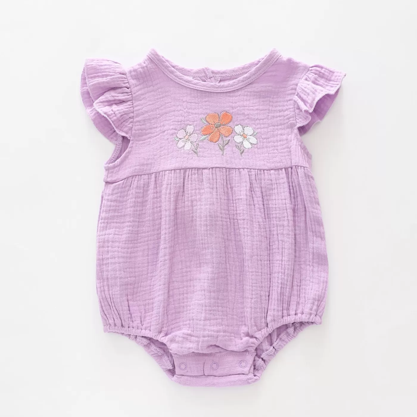 Ollies Place Purple Cheesecloth Bodysuit< Rompers