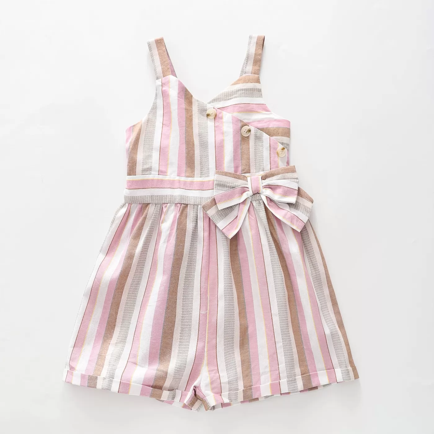 Ollies Place Striped Bow Playsuit< Overalls & Jumpsuits